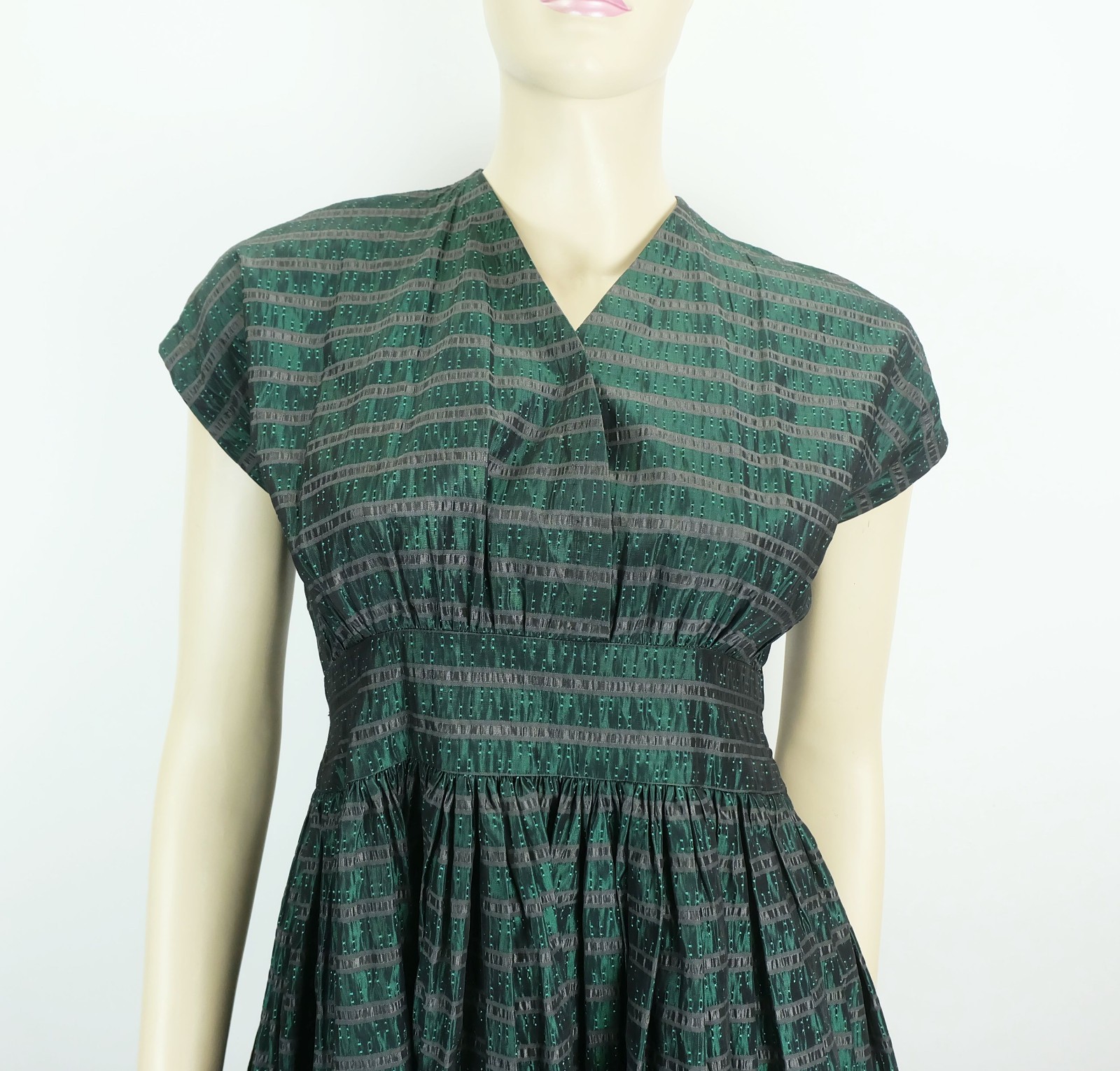 1950s DRESS model dress true vintage rockabilly size 36 wide skirt shiny