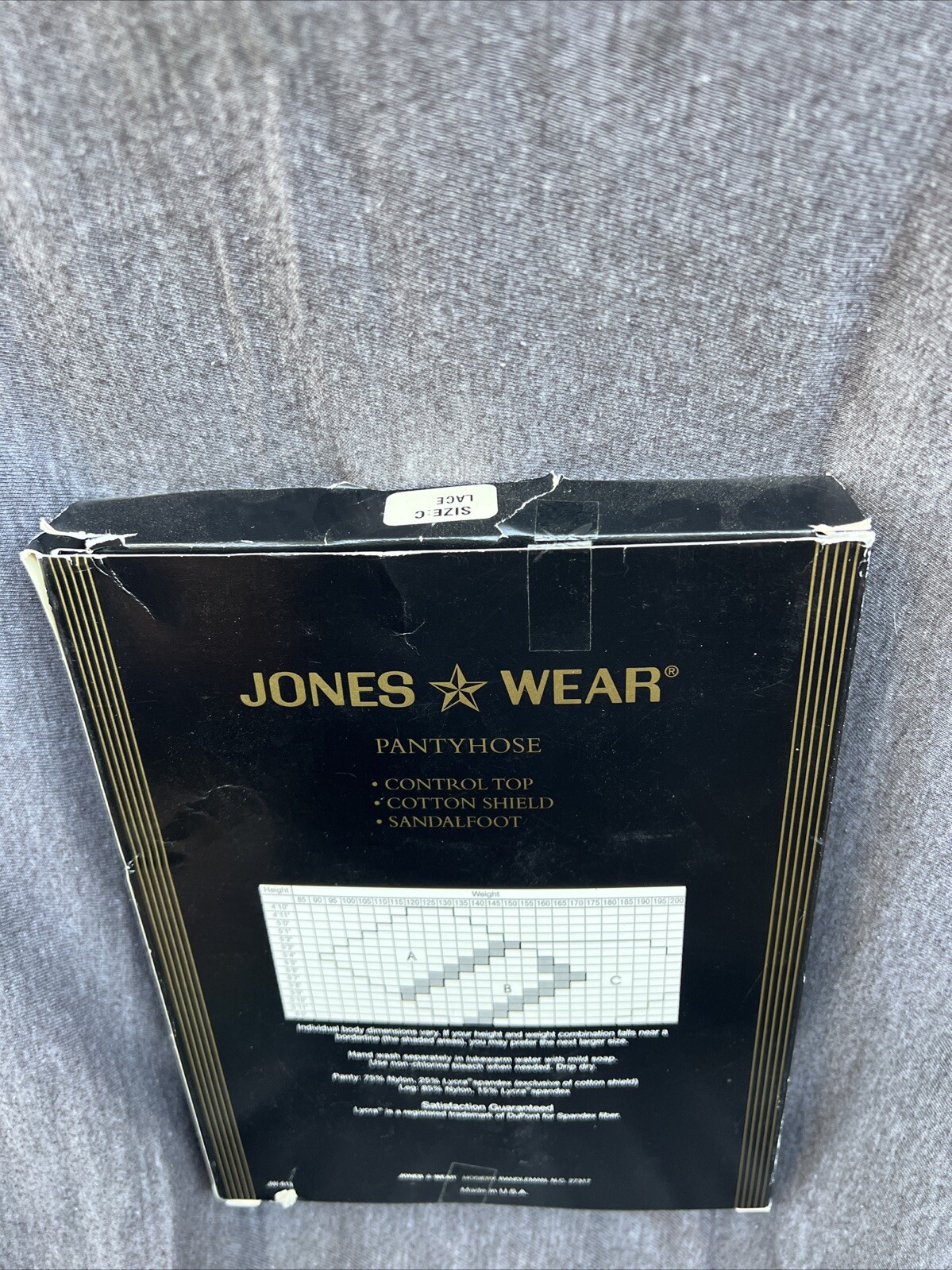 NOS 3 Pair Jones Wear Pantyhose Sz C Lace Lycra Sheer Control Top Hosiery