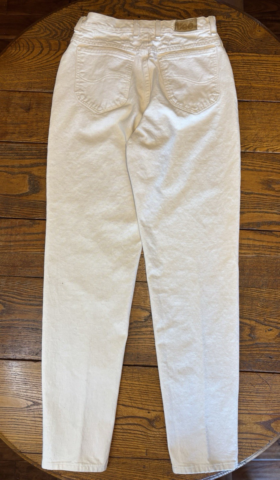 Vtg 80s Lee Mom Jeans Women’s 12L Off-White Cream Tapered High Rise 28 x 33 USA