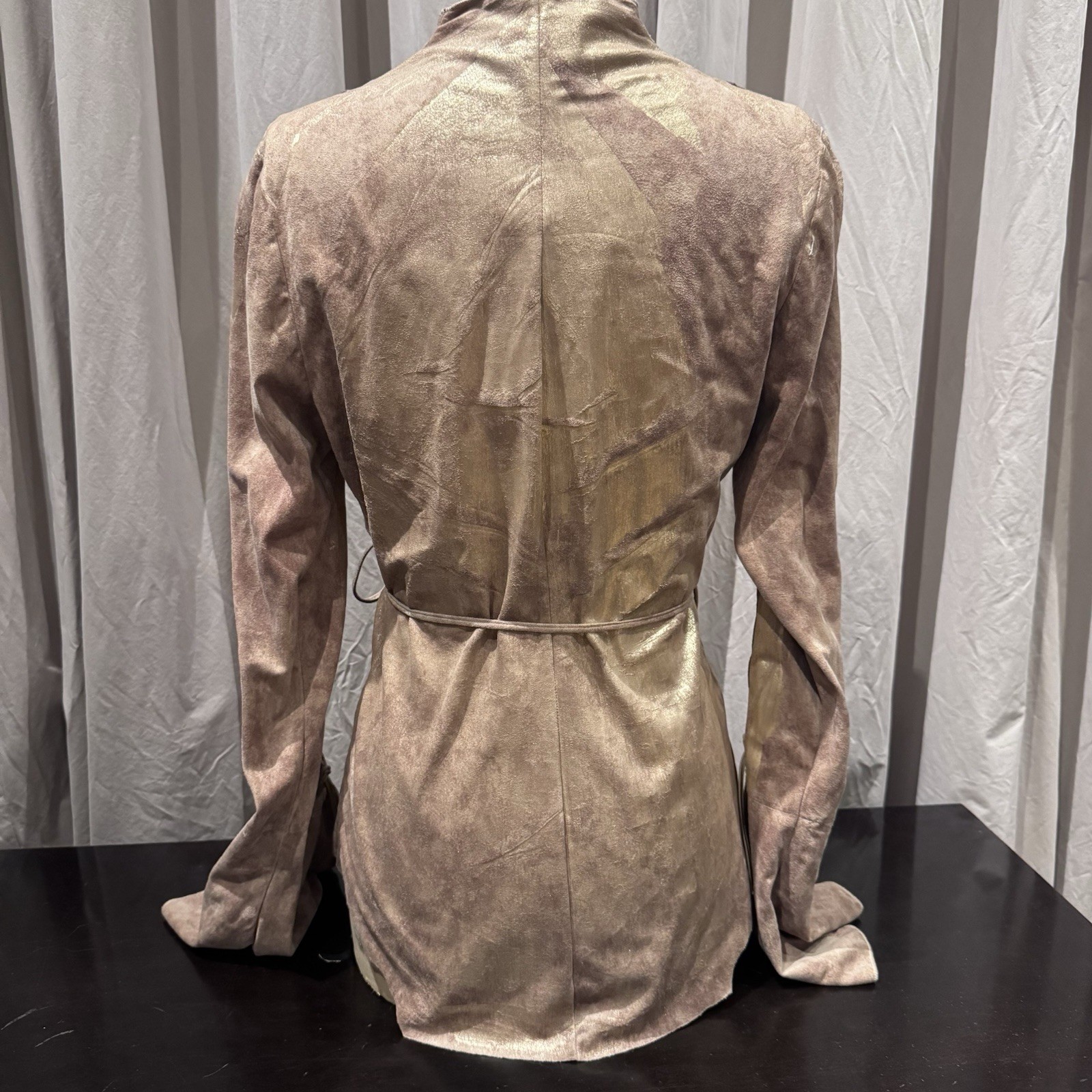 Vintage 90’s Suede Distressed Metallic Lace Up Wrap Top / Jacket Fits 4-8 NWT