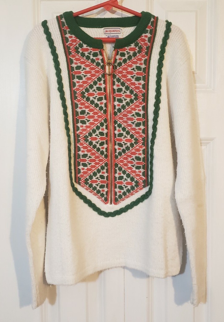 Vintage Youth or Ladies DEVON SWEATER 1960’s 1970’s Jacquard Shirt Mod Small
