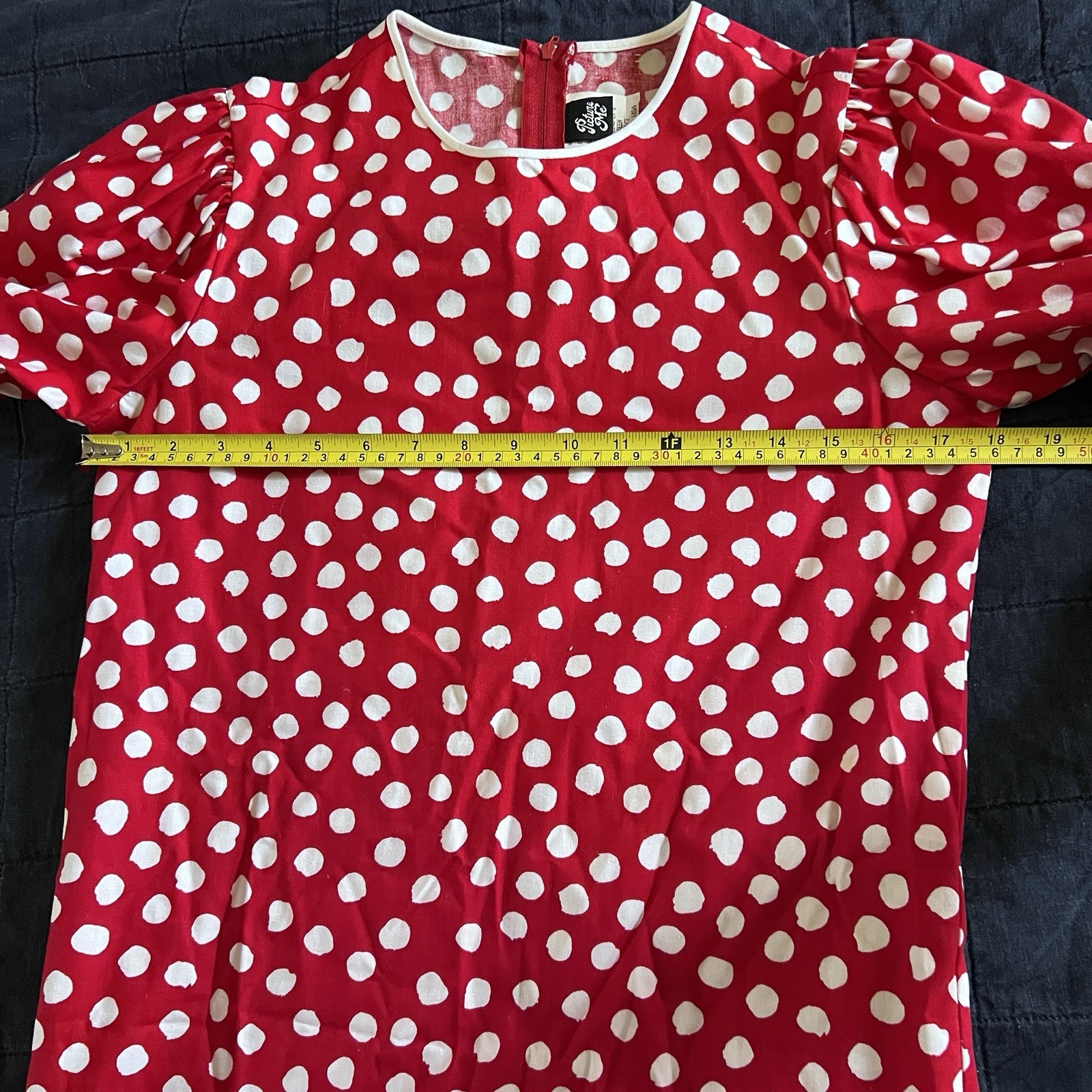 Vtg 80s 90s Picture Me Red White Polka Dot Puff Sleeve Dress – Size Teen 12