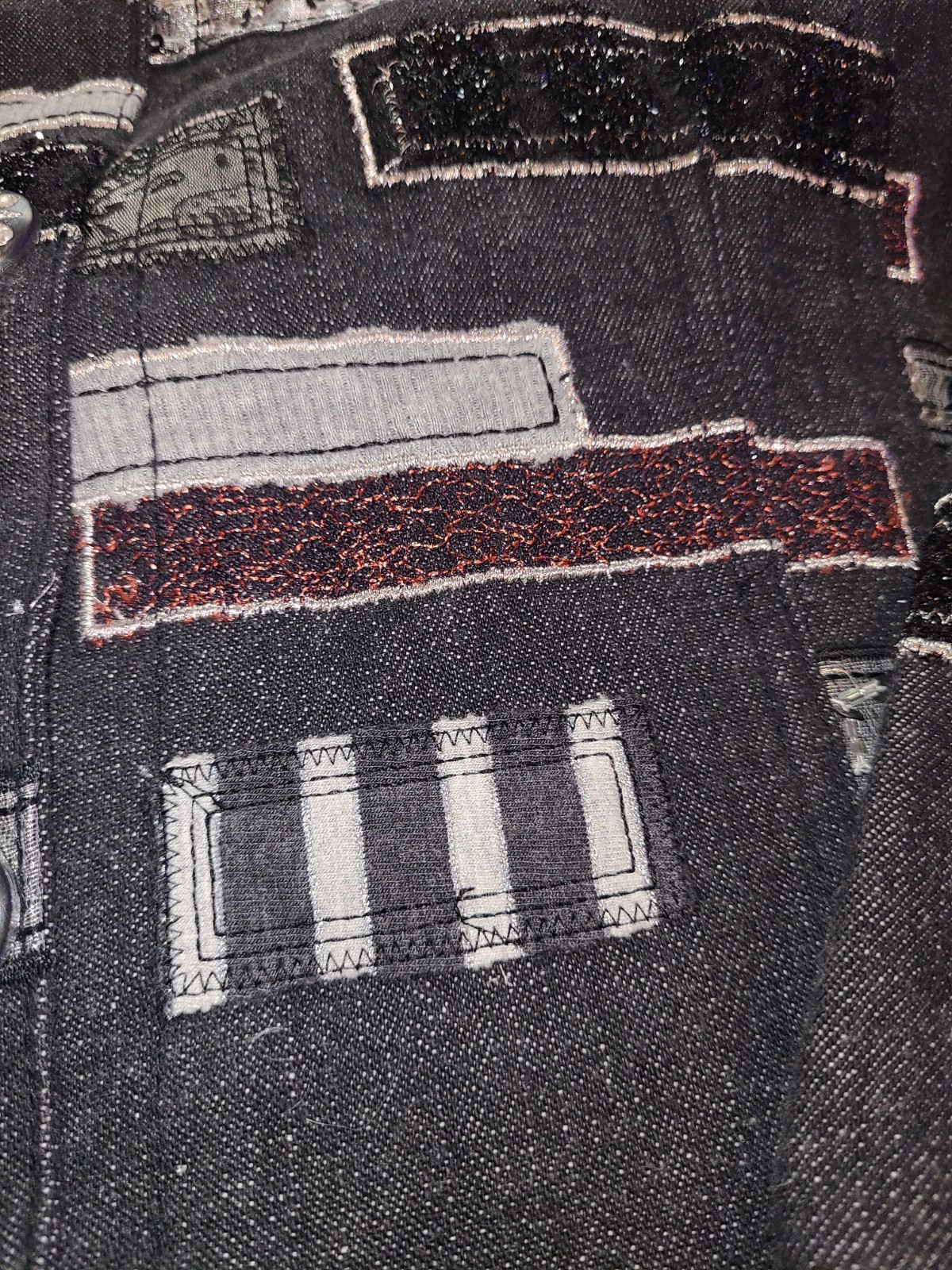 Vntg Dress Jacket womans XL Bleu Bayou Top Beaded Embroidered Patchwork Sequin