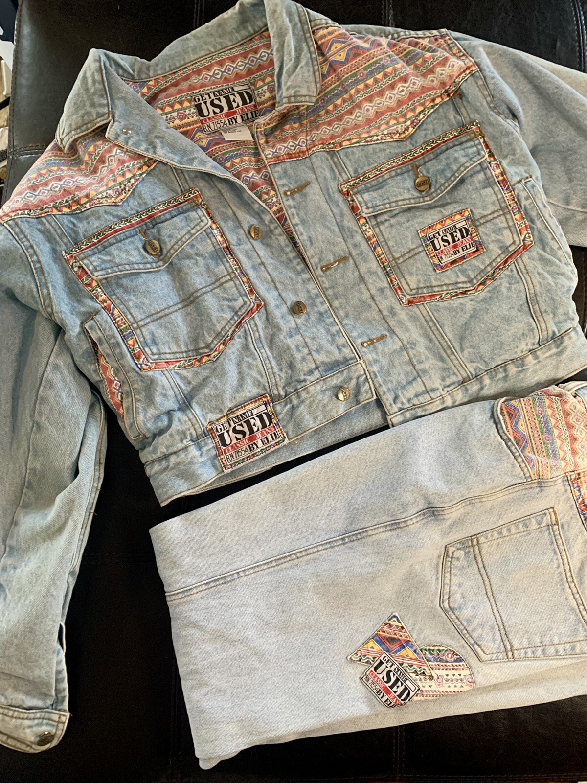 Get Used By Elie Jeans &Jacket Set size 28 & Lg I ❤️ 80s 90s RARE