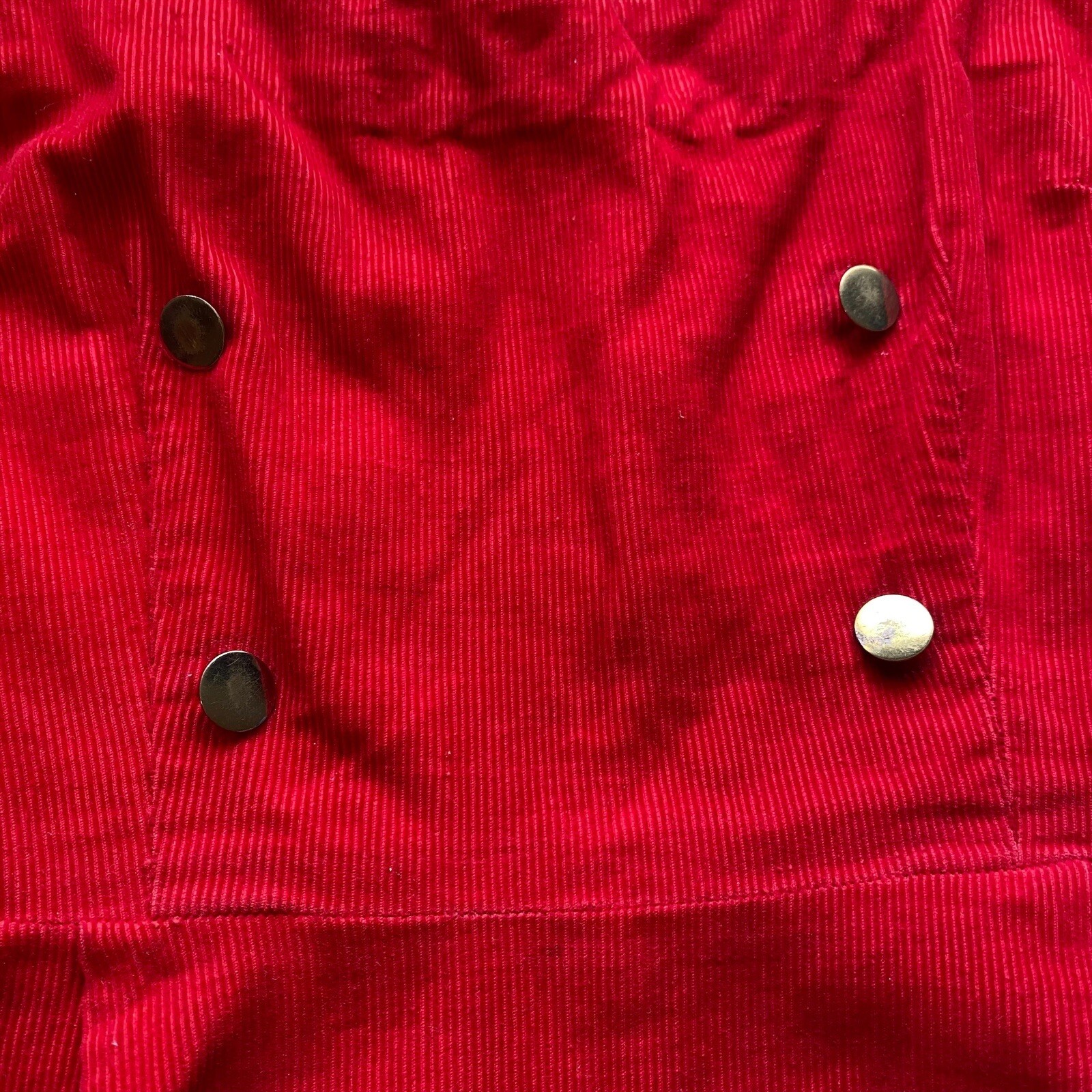 Vintage Handmade Dress 1960s Red Zip Button Accents 27” Waist 32” Bust