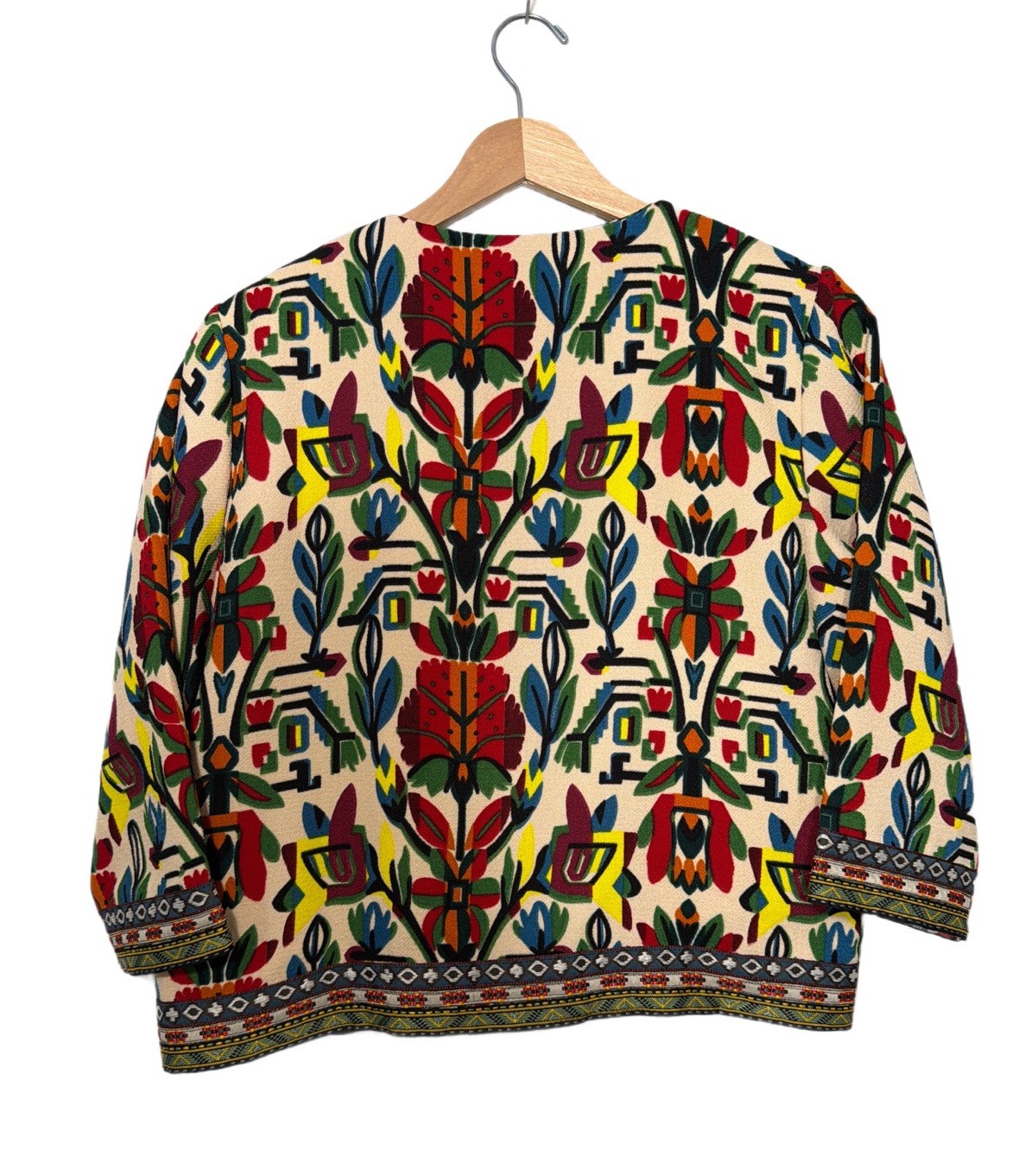 VTG Jacket Blazer Boho Tribal Floral Ethnic Artistic Multicolor Open Front -XL