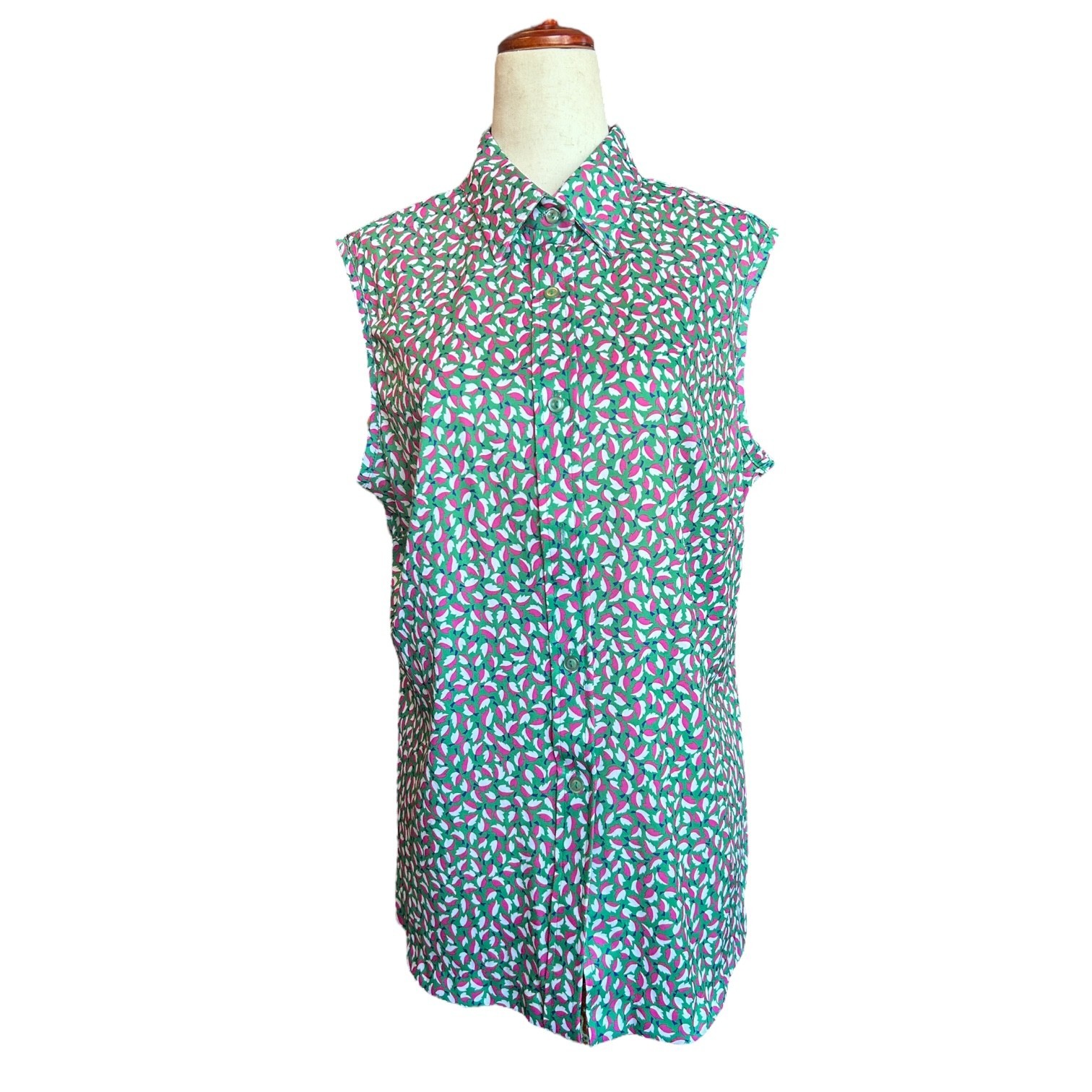 Vintage 1960s ’70s Sears 'The Shirt’ Pop Art Fall Leaves Sleeveless Blouse L/XL