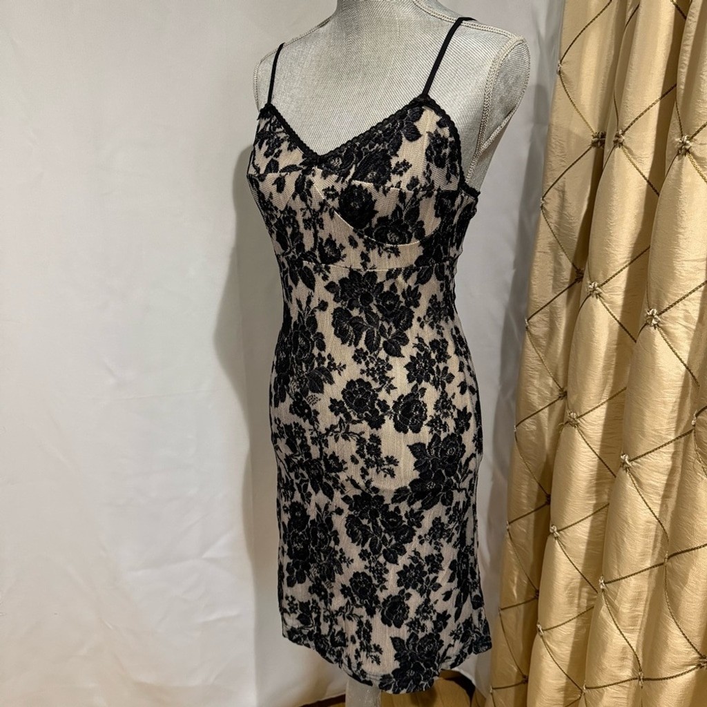 Vintage Sweet Pea Floral Lace Slip Dress – Size M