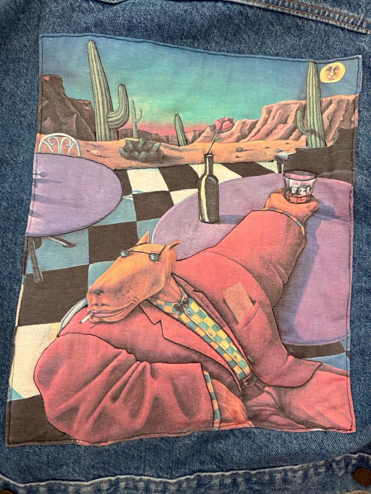 Vintage 1990s Joe Camel “Smooth Character” Artwear Denim Jacket Desert Pool