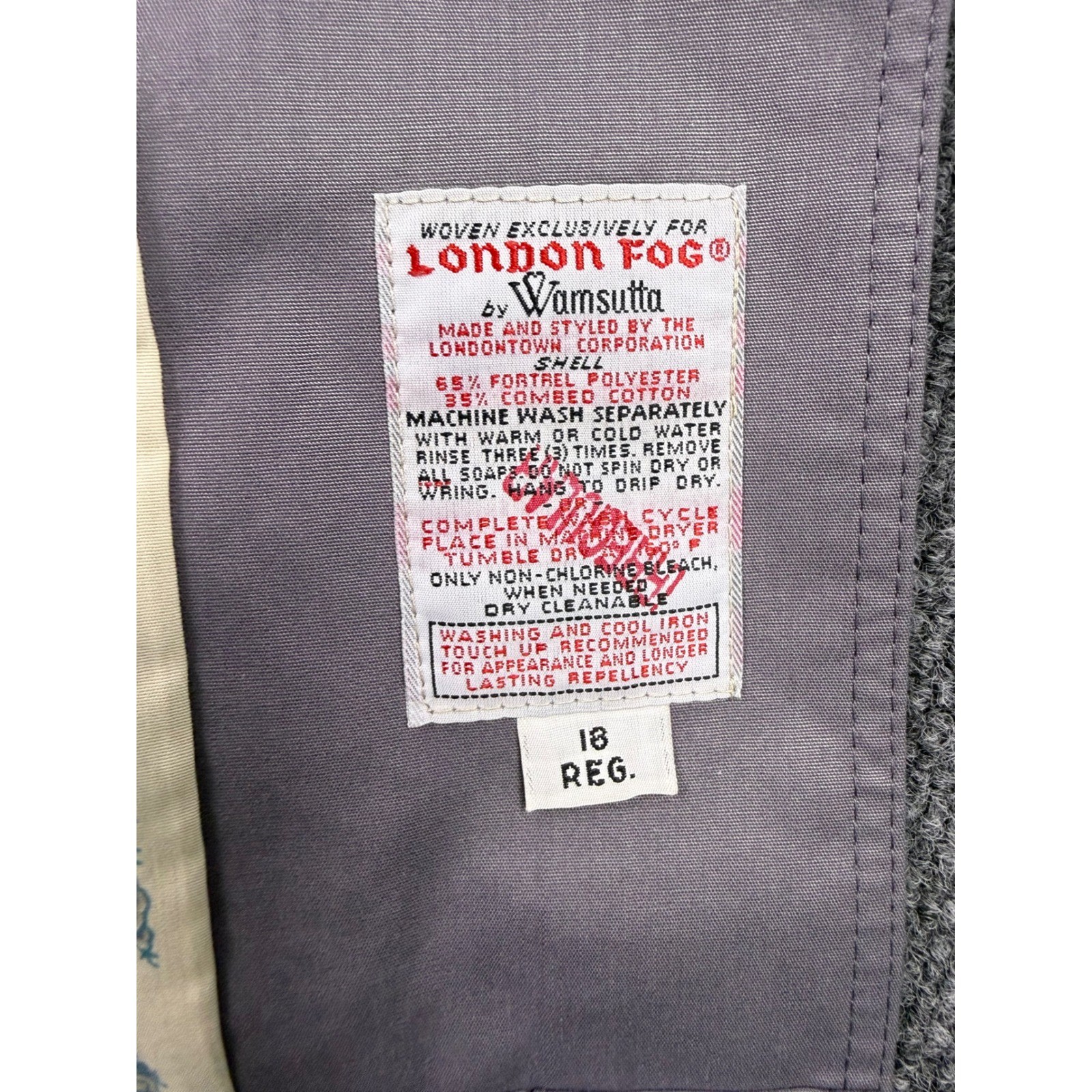 London Fog Vintage Trench Coat Womens 18 Reg Purple Belted Paisley Lined USA
