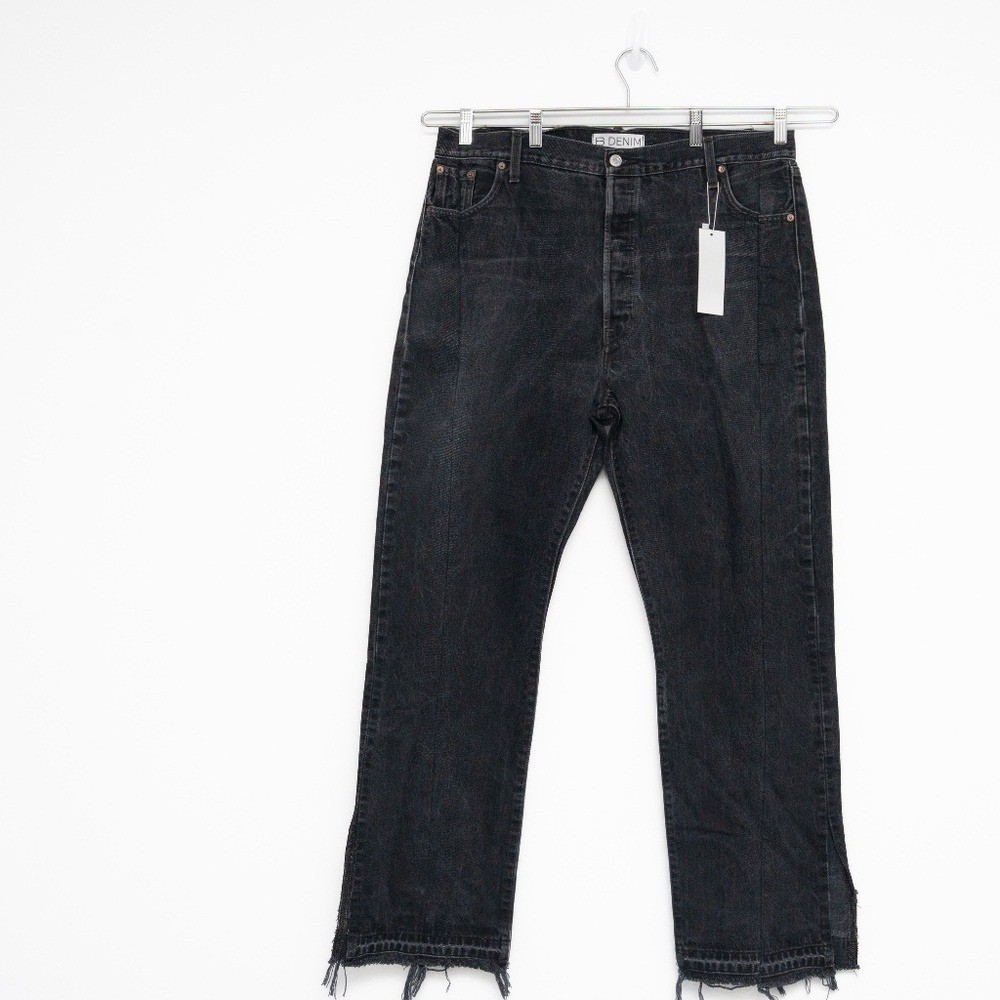 EB DENIM – Vintage Unraveled distressed high-rise straight-leg jeans