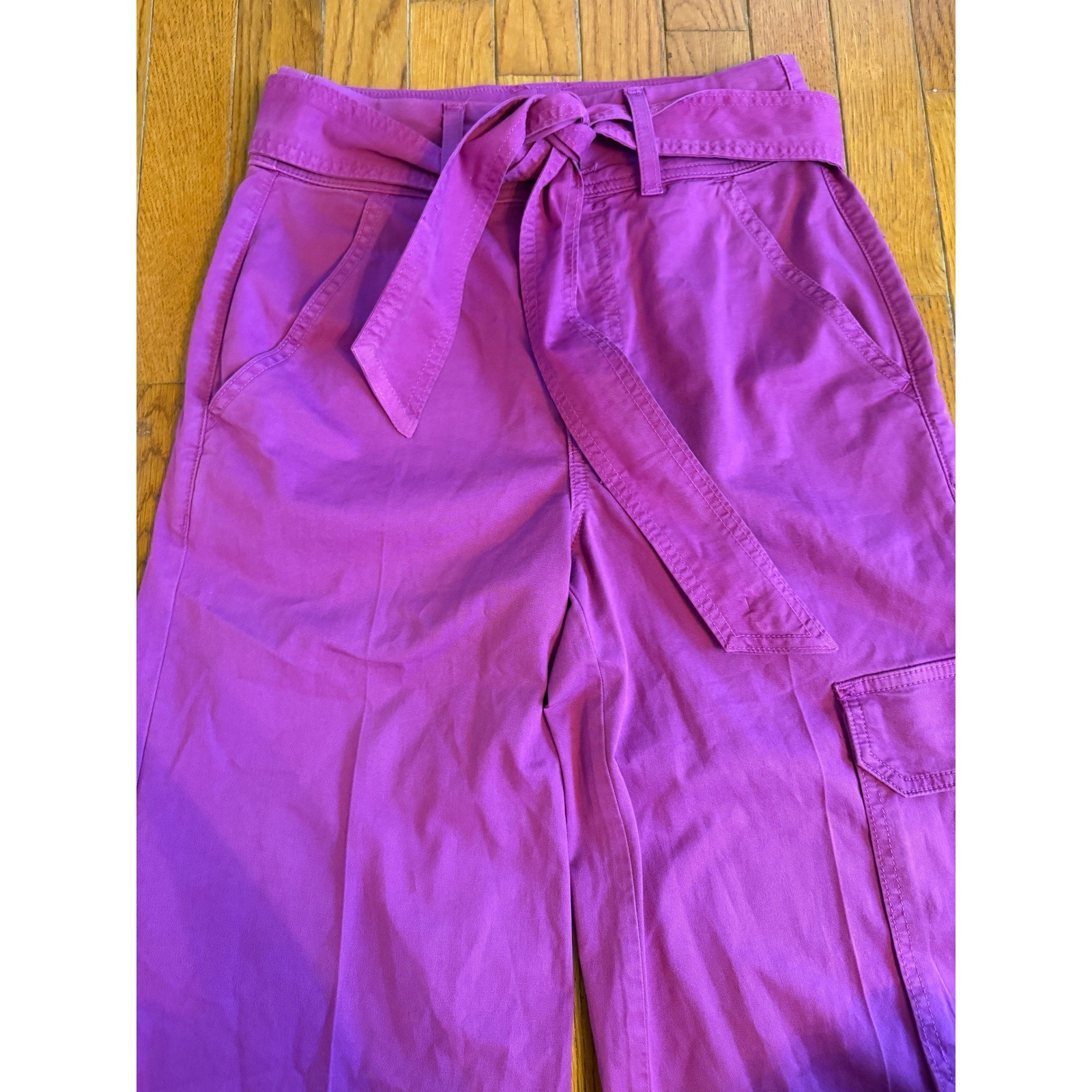 Veronica Beard Jeans Belisa Wide Leg High Rise Cargo Pants Magenta Size 26
