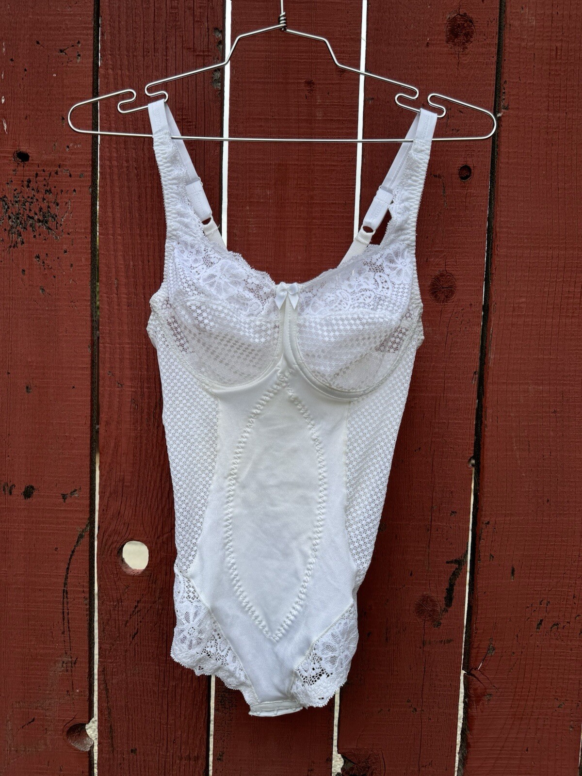 Vintage White Lace Teddy Lingerie By Goddess Size 38B Bodysuit 70s 80s Underwire