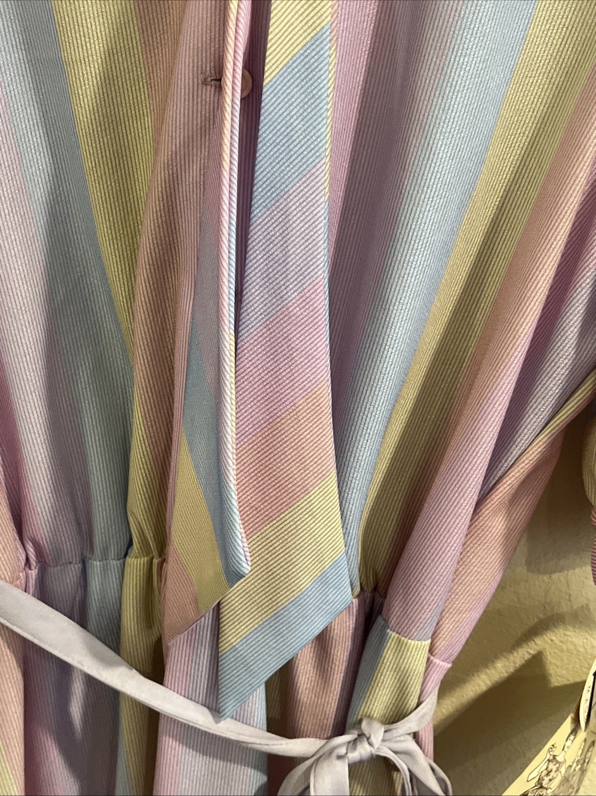 Vtg Pin Up Rockabilly Belted Pastel Stripe Dress Fit Flare Retro Med/L Swing USA