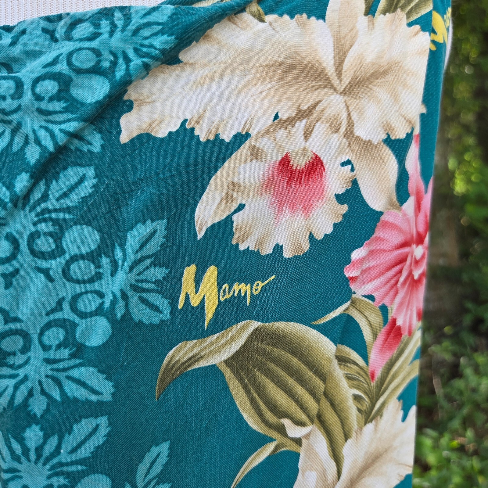Vintage MAMO HOWELL Hawaiian Aloha Tropical Floral Maxi Muumuu Dress Monstera 10