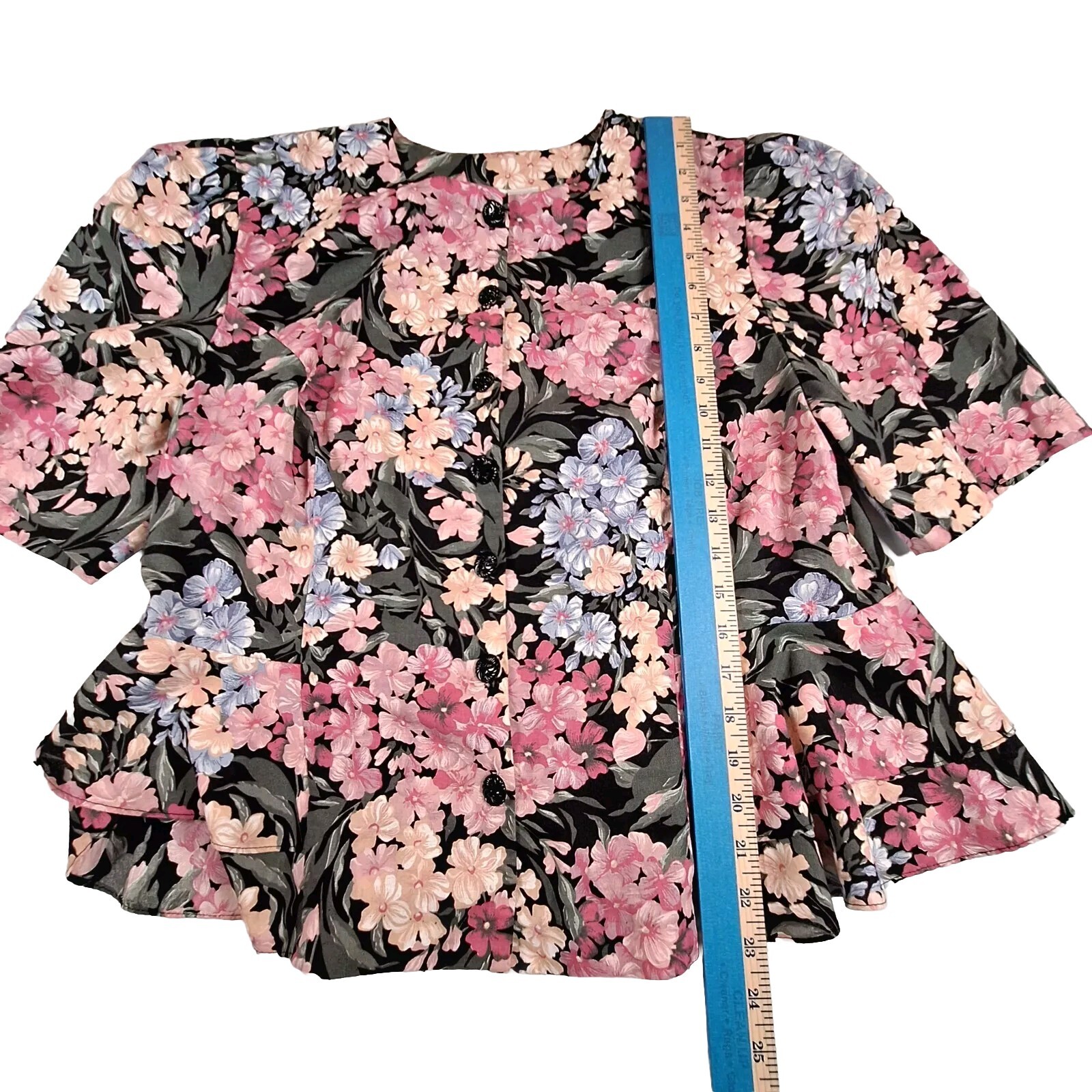 Vintage Via Sant Andrea Peplum Top Women’s Petite 18 WP AOP Floral MADE IN USA