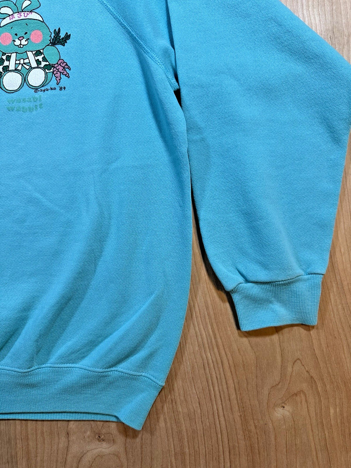 vintage 1987 japanese bunny rabbit CUTE SWEATSHIRT hanes L KAWAII aya-ko MOCHI
