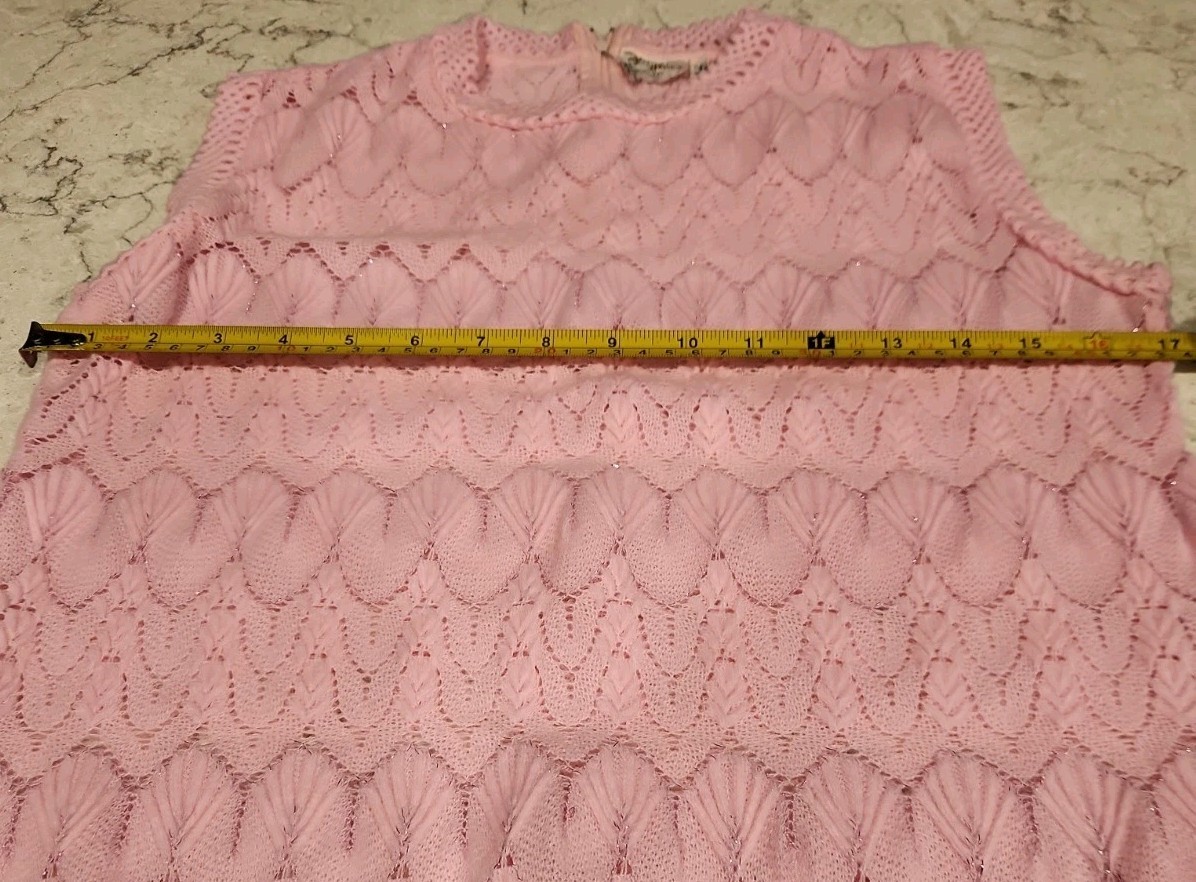 Acrylace Women’s Vintage Pink Crocheted Vest