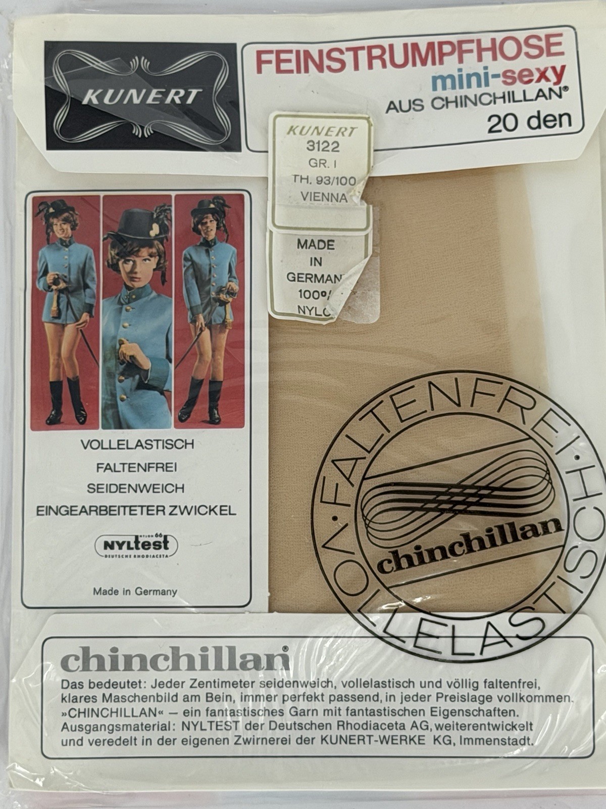 Kunert pantyhose 1960 Vintage mini sexy tights German made 93/100 100% nylon NOS