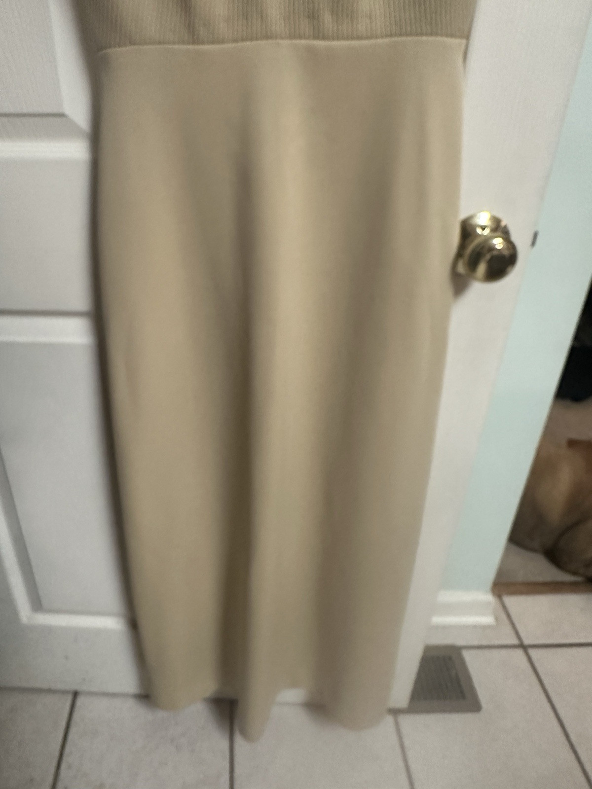 VNT 60s/50s Bleeker Street Ribbed/beige Maxi Sleeveless Dress Med Knit Mod Sleek