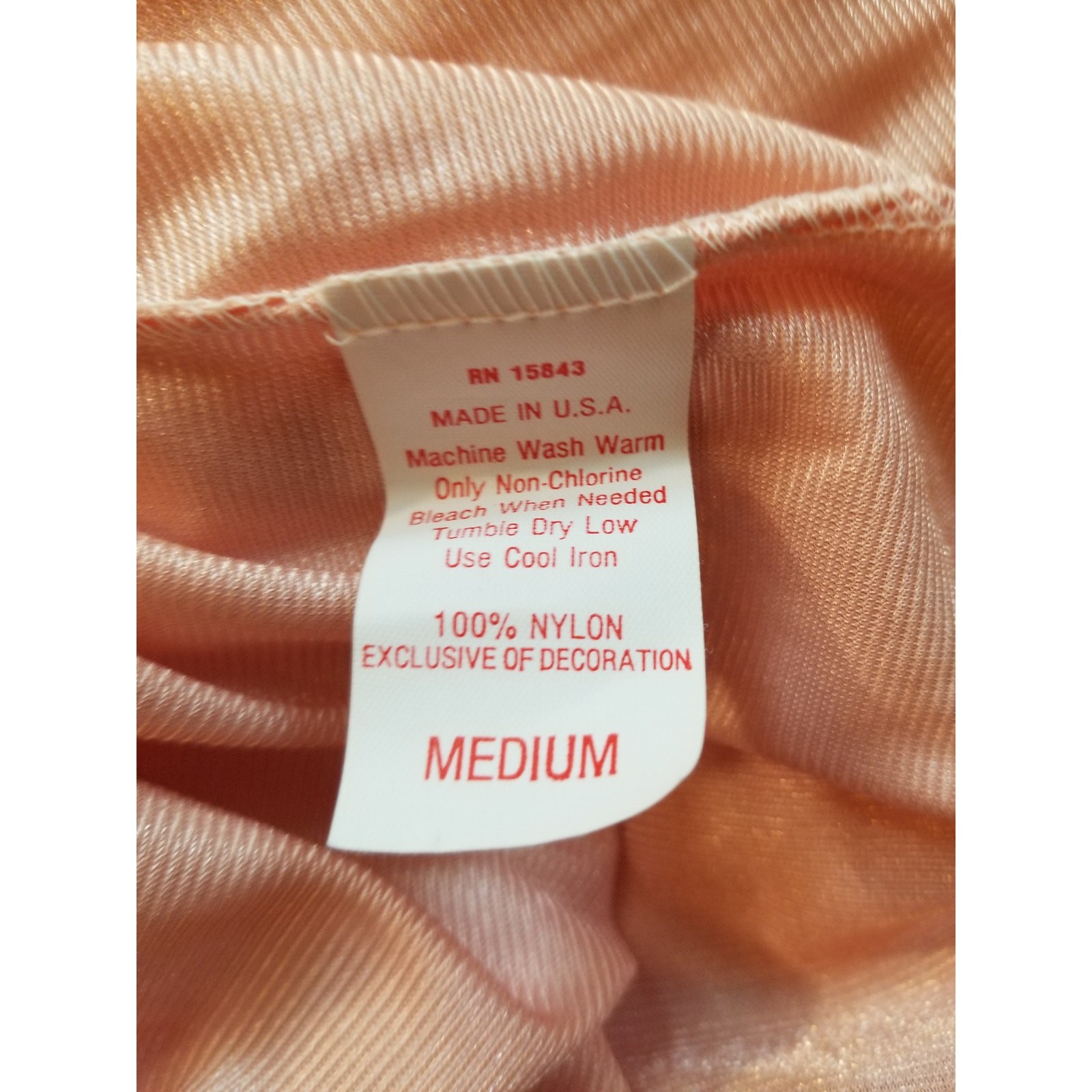 Vintage 70s Peach Nylon Peignoir Robe Soft Moments Floral Lace Bishop Sleeve M