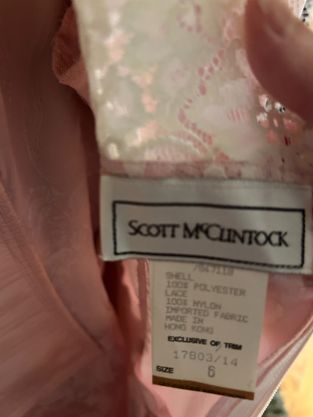 Scott McClintock pink cream brocade lace peplum bow midi dress bridal
