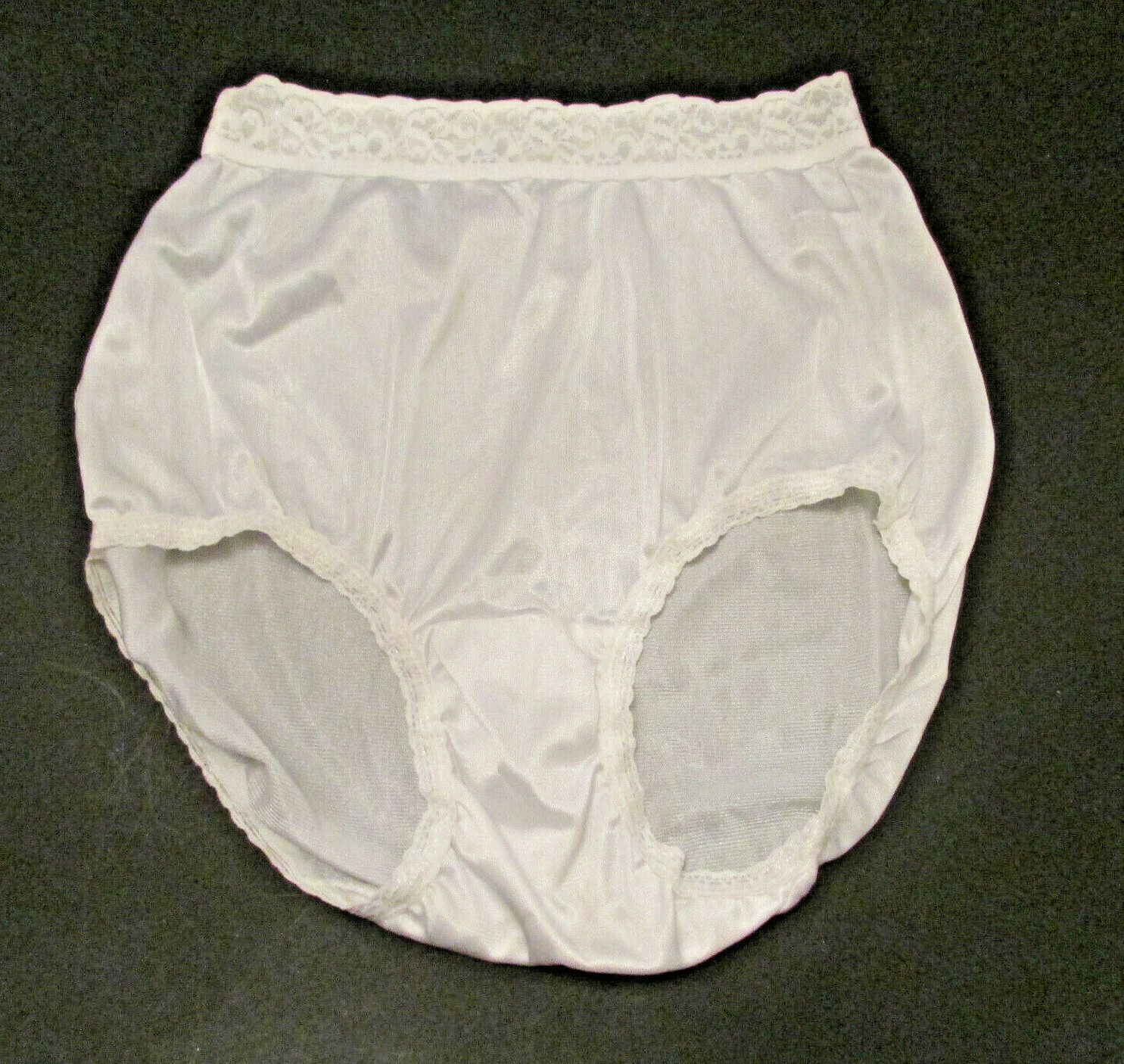 Hanes Shiny Silky Semi Sheer Nylon Lace Waistband Full Cut Granny Brief Pantie 5