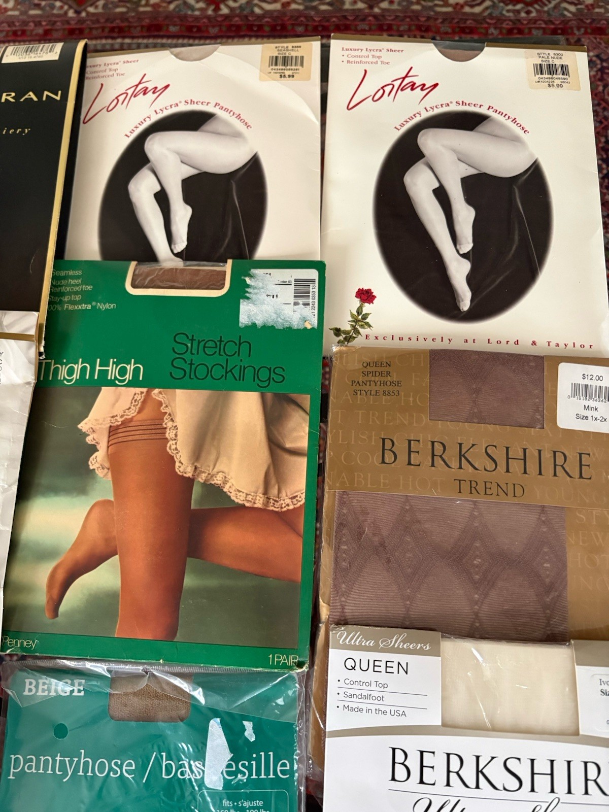 Lot of 27 Pairs of Vintage Pantyhose And Thigh High Mixed Colors Sizes Styles