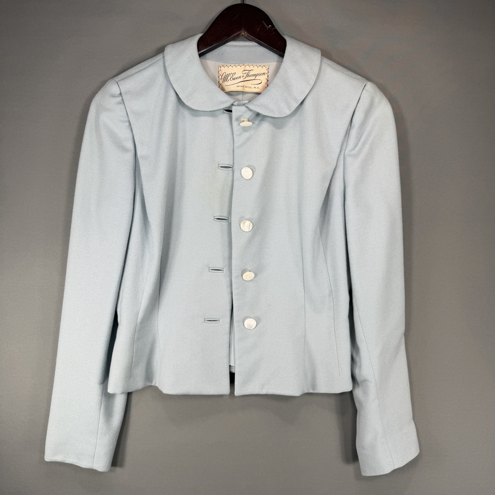 VTG Moordale Junior 50s Wool Jacket Peter Pan Collar Light Blue McEwen Thompson