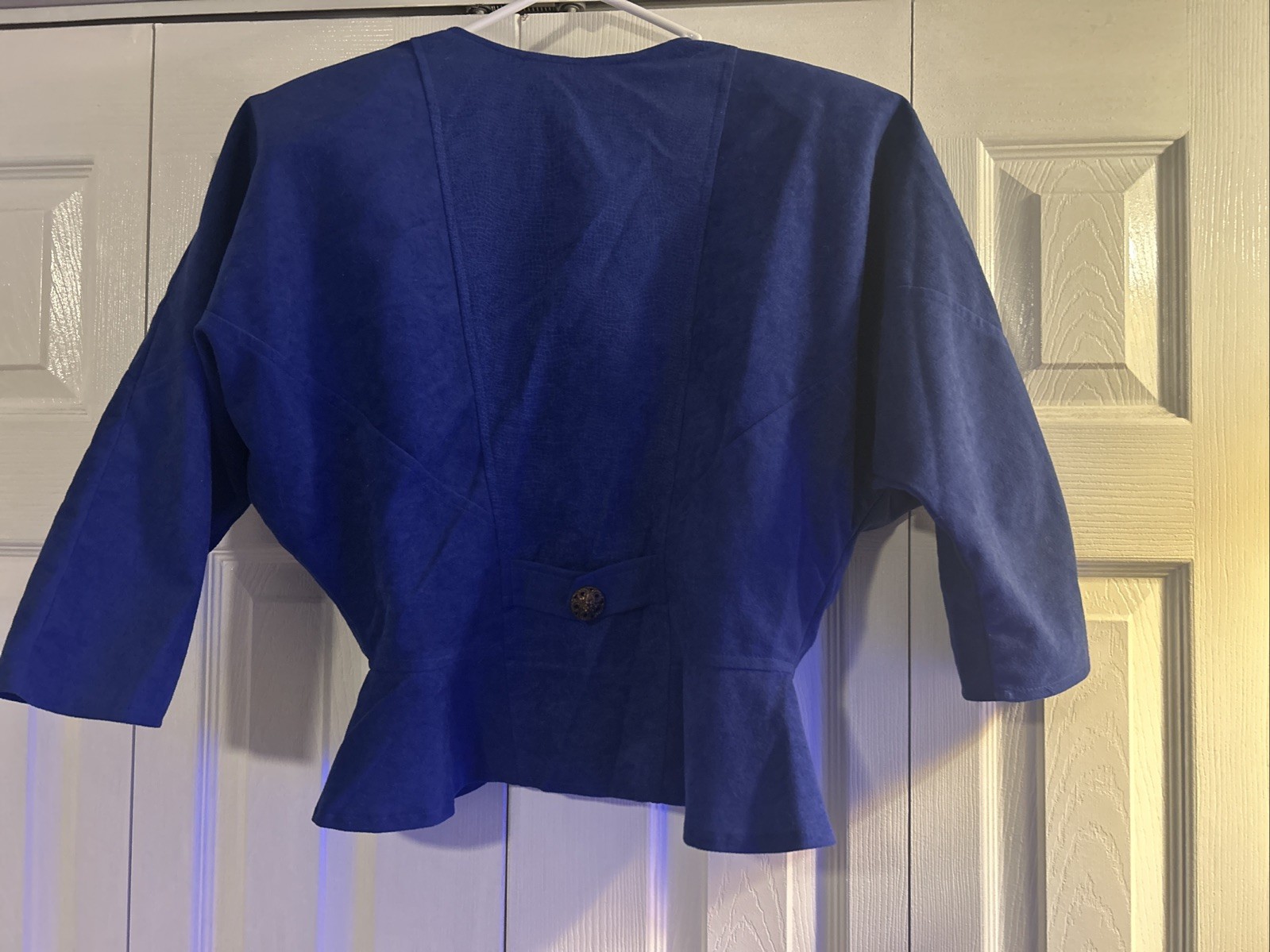 Vintage 80s Blondie and Me Blue Peplum Cropped Blazer Size 11 Polyester