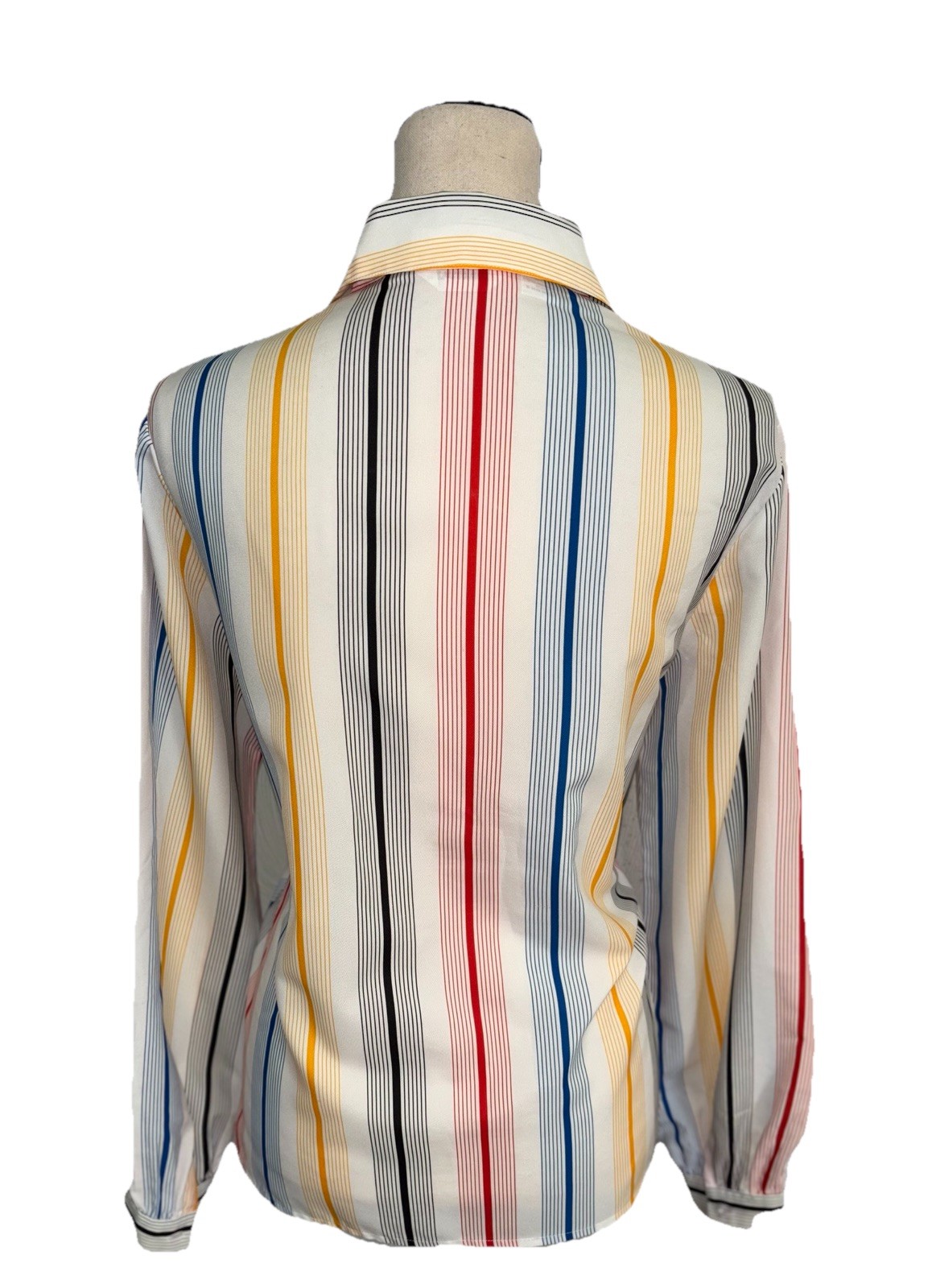 Alice Stuart 1970’s Vintage Top Blouse Multicolored Button-Up Lightweight Sz 16