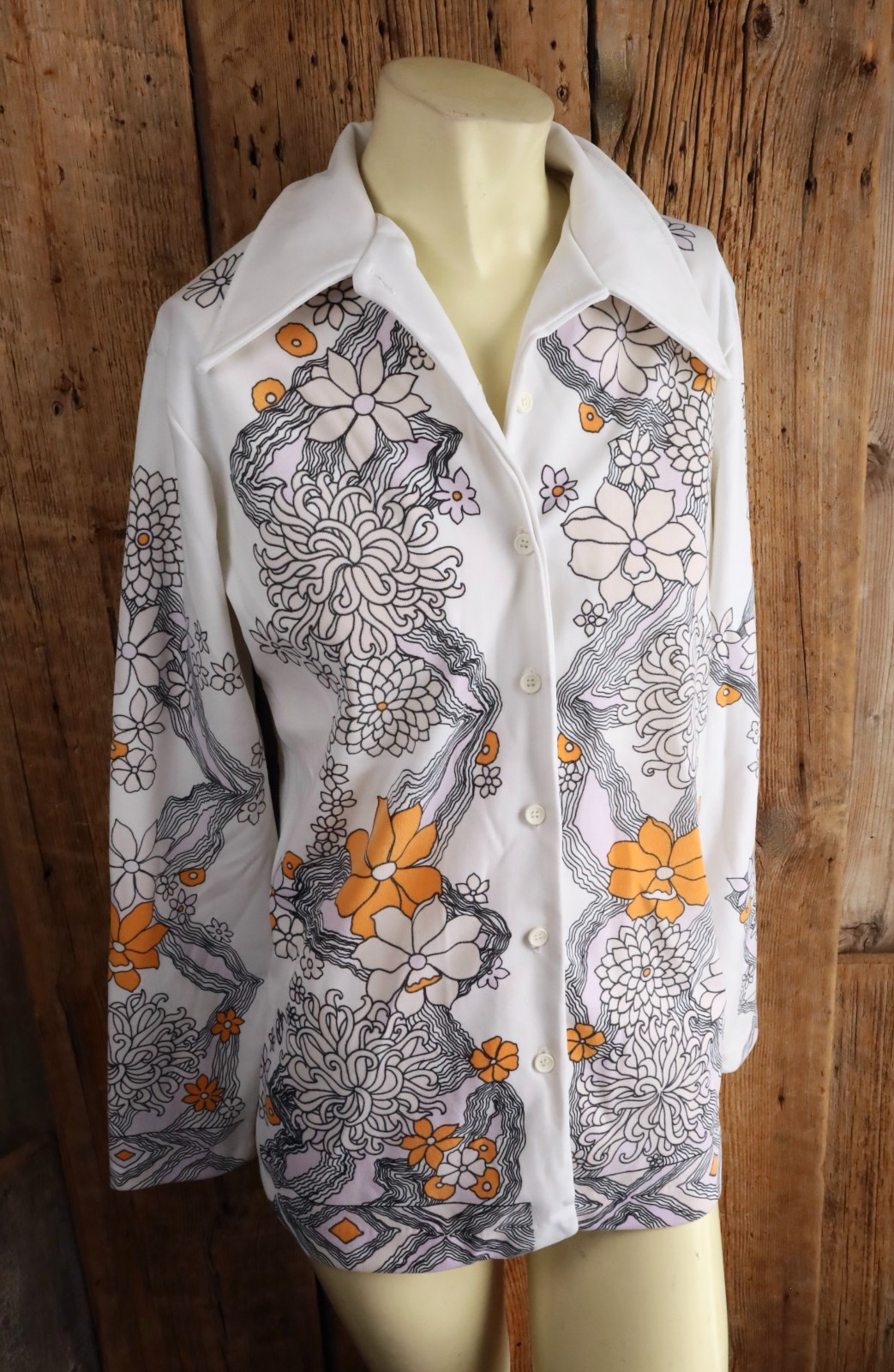 Vintage 70’s Jane Colby Retro Floral Pattern Shirt Blouse Size Large