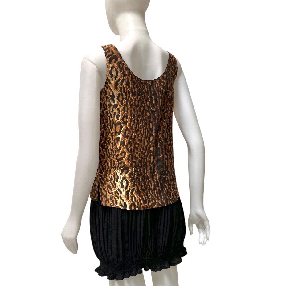 Vintage 90s Express Silk Leopard Print Tank Top XS Office Siren Mob Wife Chic
