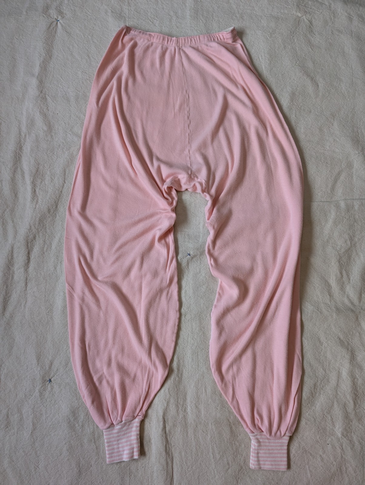 Hanes Vintage 60s Suede Knit Pink Leisure Pajama 2 Piece Sweat Set Size LG