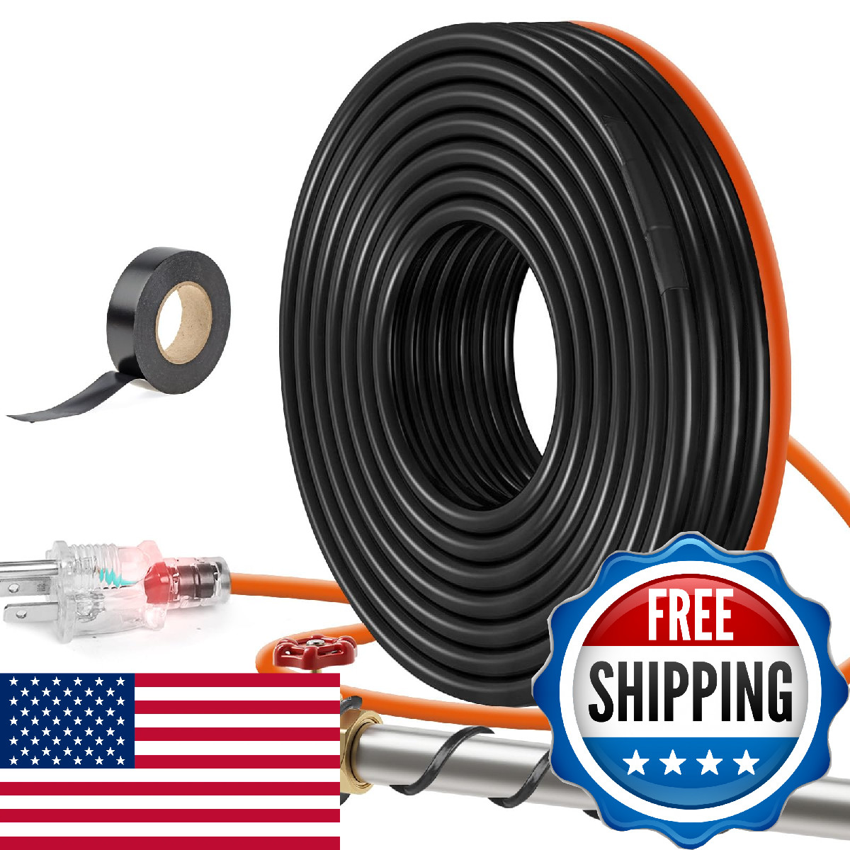 23FT（3FT-200FT） Pipe Heating Cable for Pipe Freeze Protection, Heat Cable for Wa