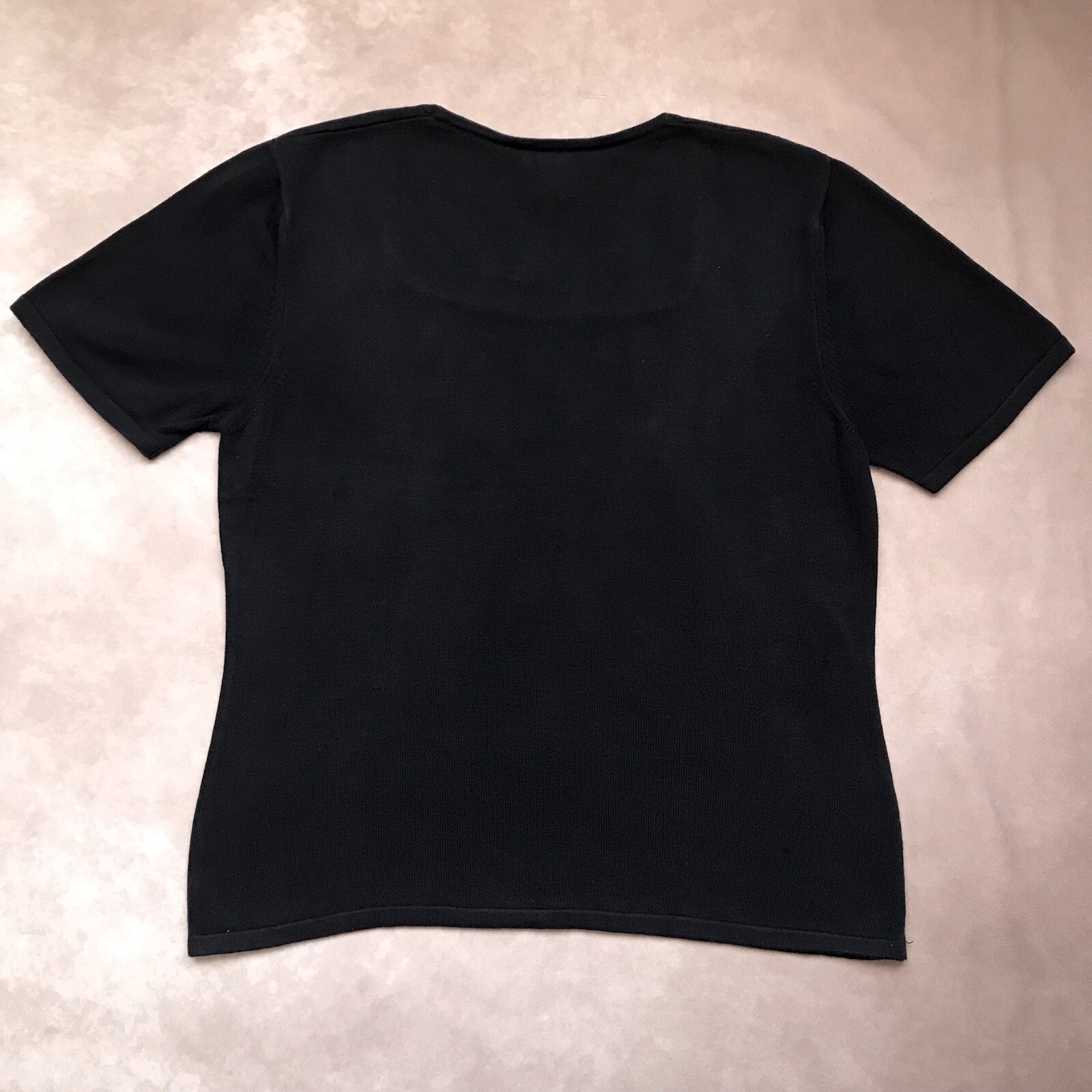 Vintage Henri Bendel New York 100% Cotton Black Square Neck Knit Top Made Italy