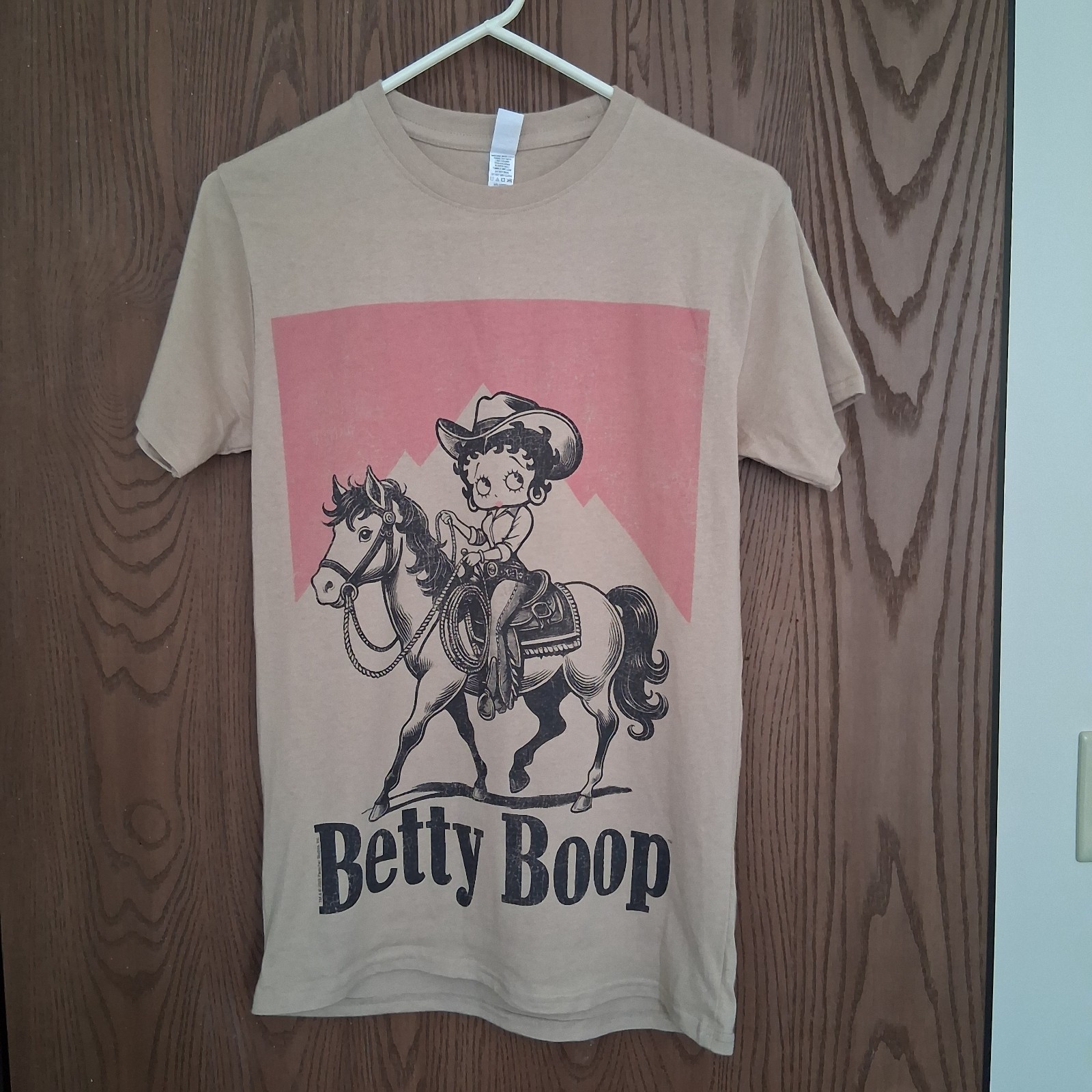 Vintage Betty Boop Brown Pink Cowgirl Horse T-Shirt Small Brisco Brands