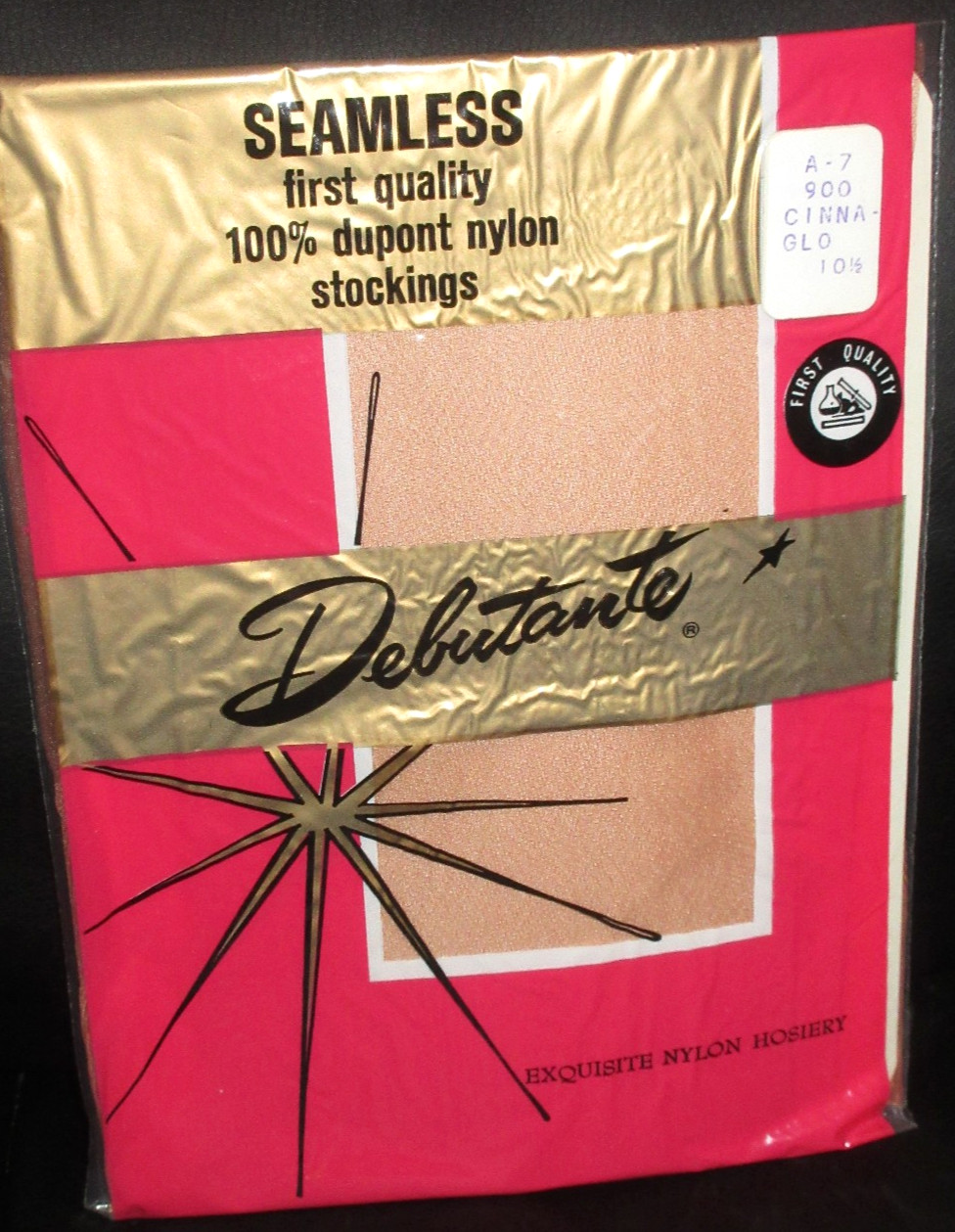 Vintage Nylon (stockings) DEBUTANTE CINNA-GLO BEIGE 10.5 A-7 900 Never worn