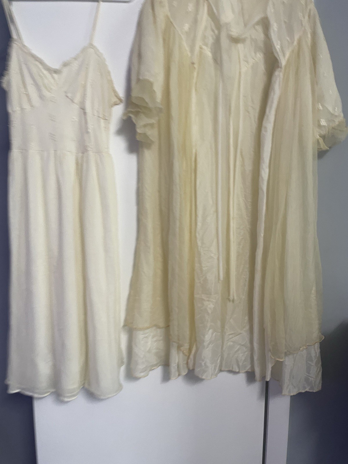 Vintage 1940-60(?) Cream Kayser Chiffon Peignoir Set Sz Small