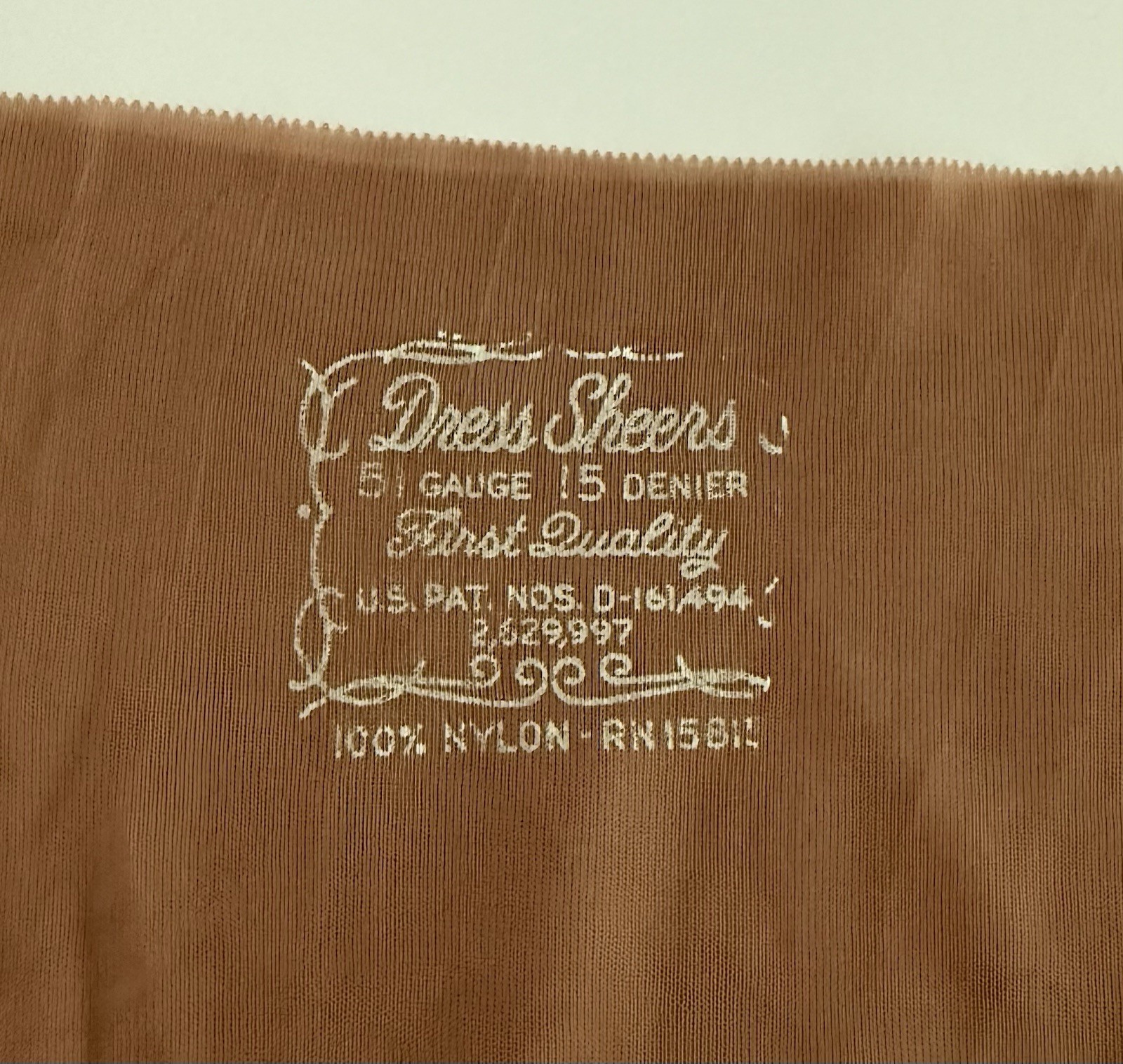 Vintage Dress Sheer Seamed Flat Knit Stockings 15 Denier 34 1/2 Inches Long