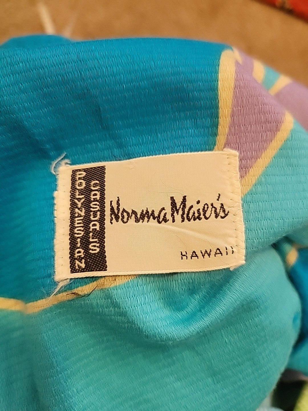 Vintage 90s Norma Maier’s Hawaiian Dress Cotton Med Green Blue Purple