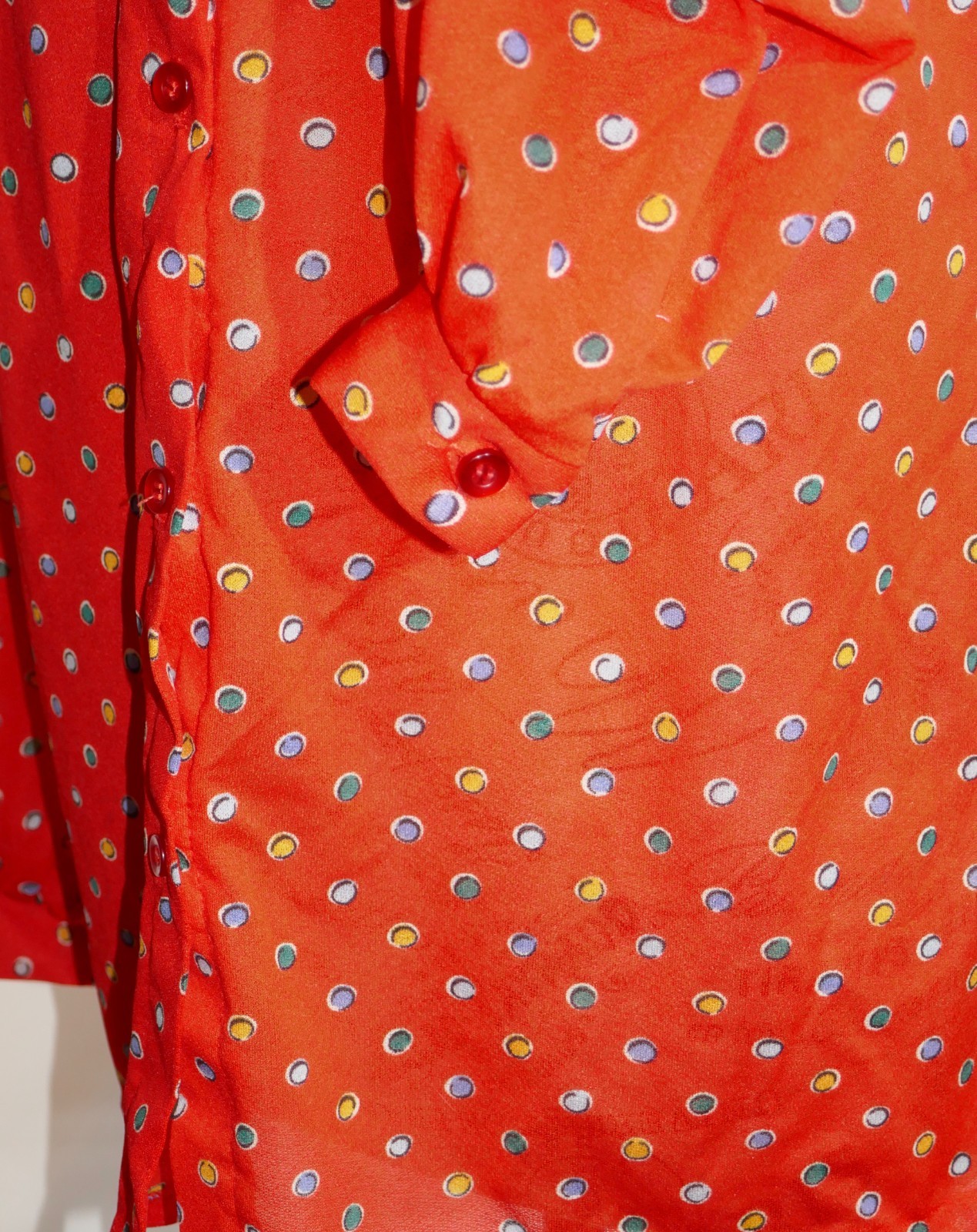 Eccobay Red Polka Dot Button Up Sheer Blouse Shirt Size 11-12