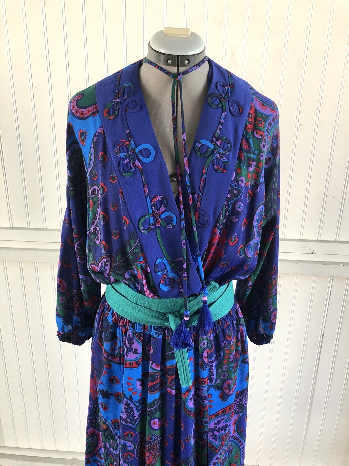 Vintage Georgette 80’s Diane Freis Jewel Toned Floral Paisley Boho Dress