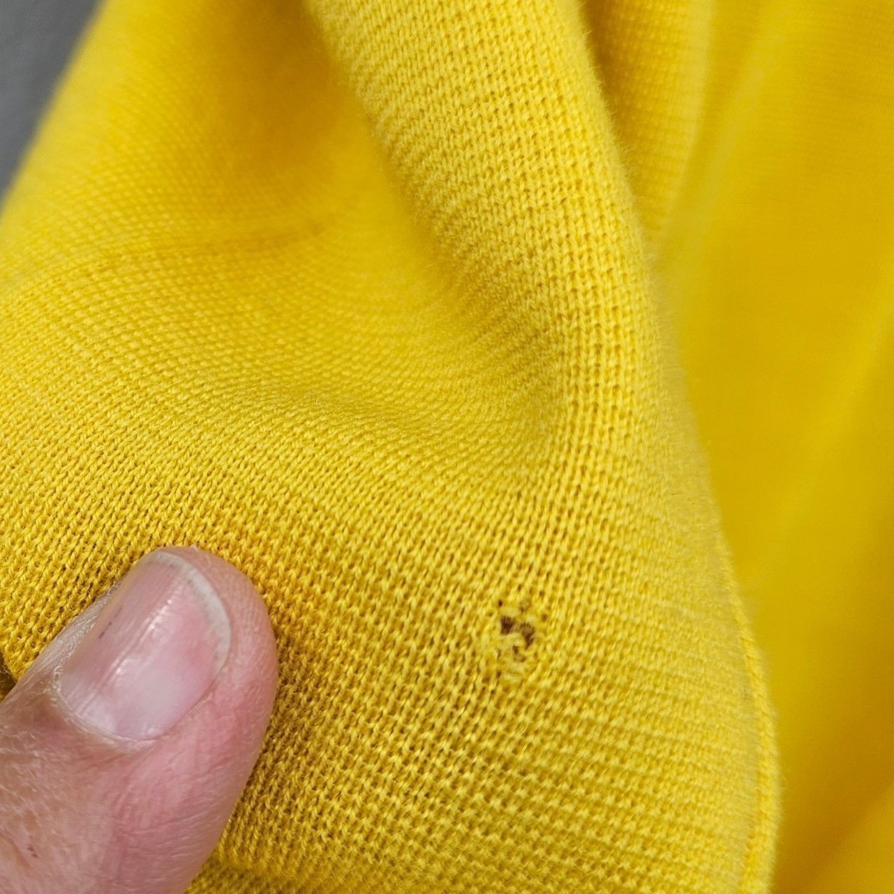 Mod Italian Designer Avagolf Yellow Wool Doubleknit Dress 60s 70s Moth Holes