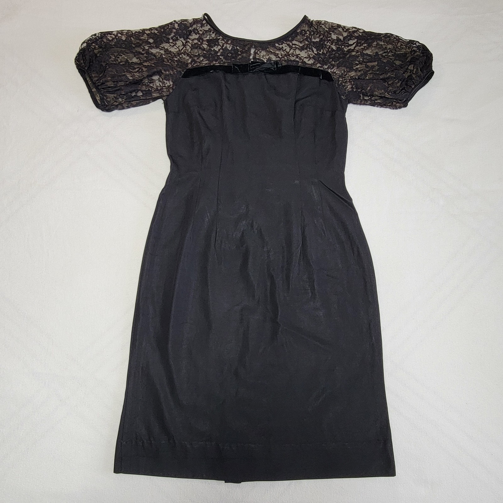 Vintage 40s Maxwell Black Lace Cocktail Dress Womens Size S/M