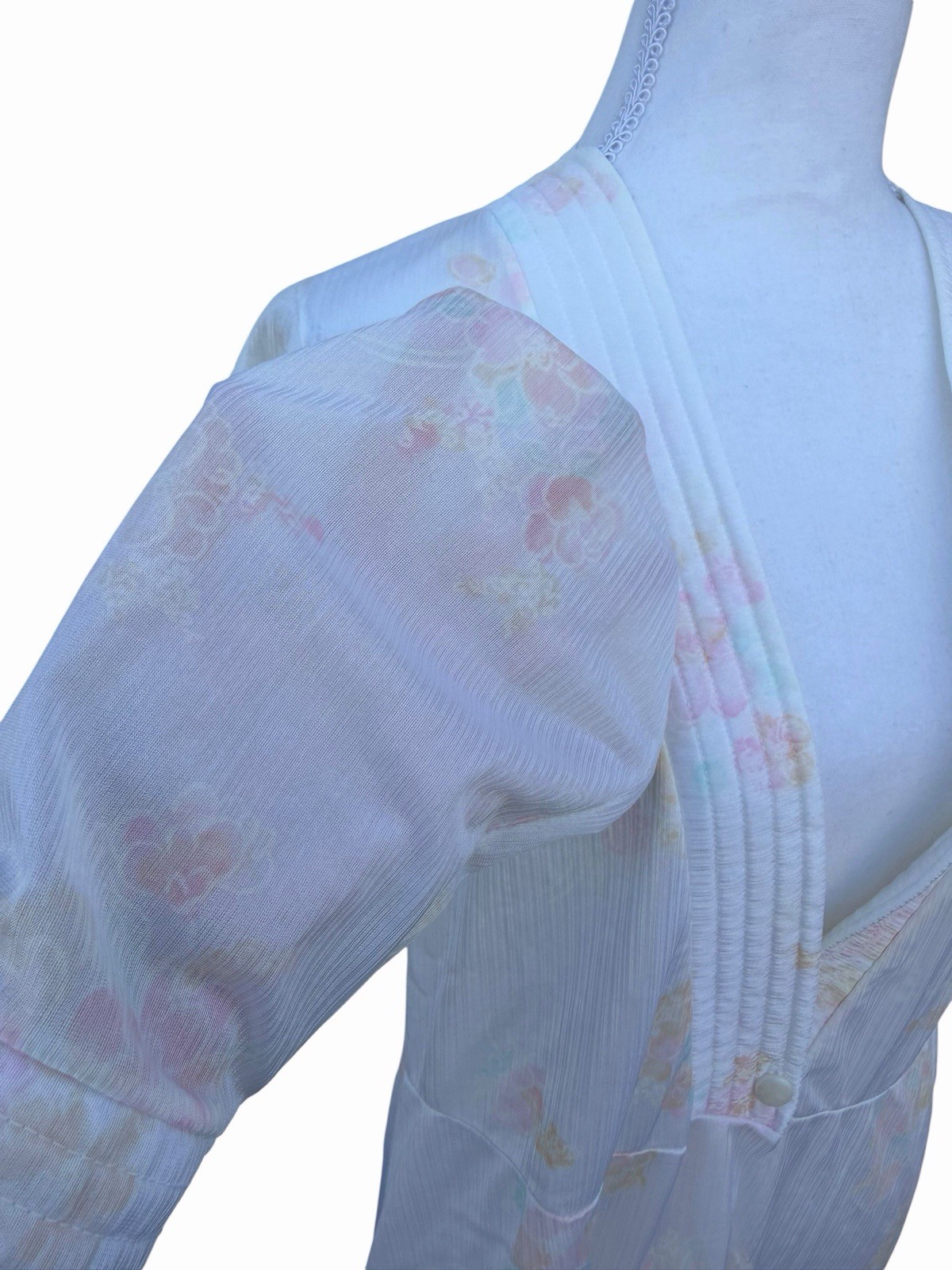 Vintage 80s Rikki New York Robe Womens M Floral Nylon Midi Sleep Gown USA