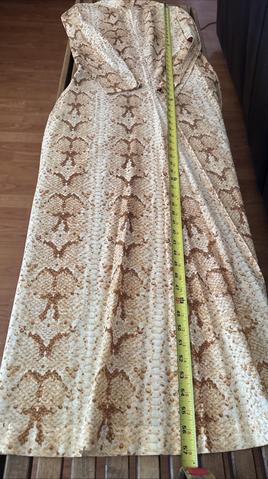 Vintage B Cohen I. Magnin Maxi Dress Caftan in Metallic Python Snakeskin Print