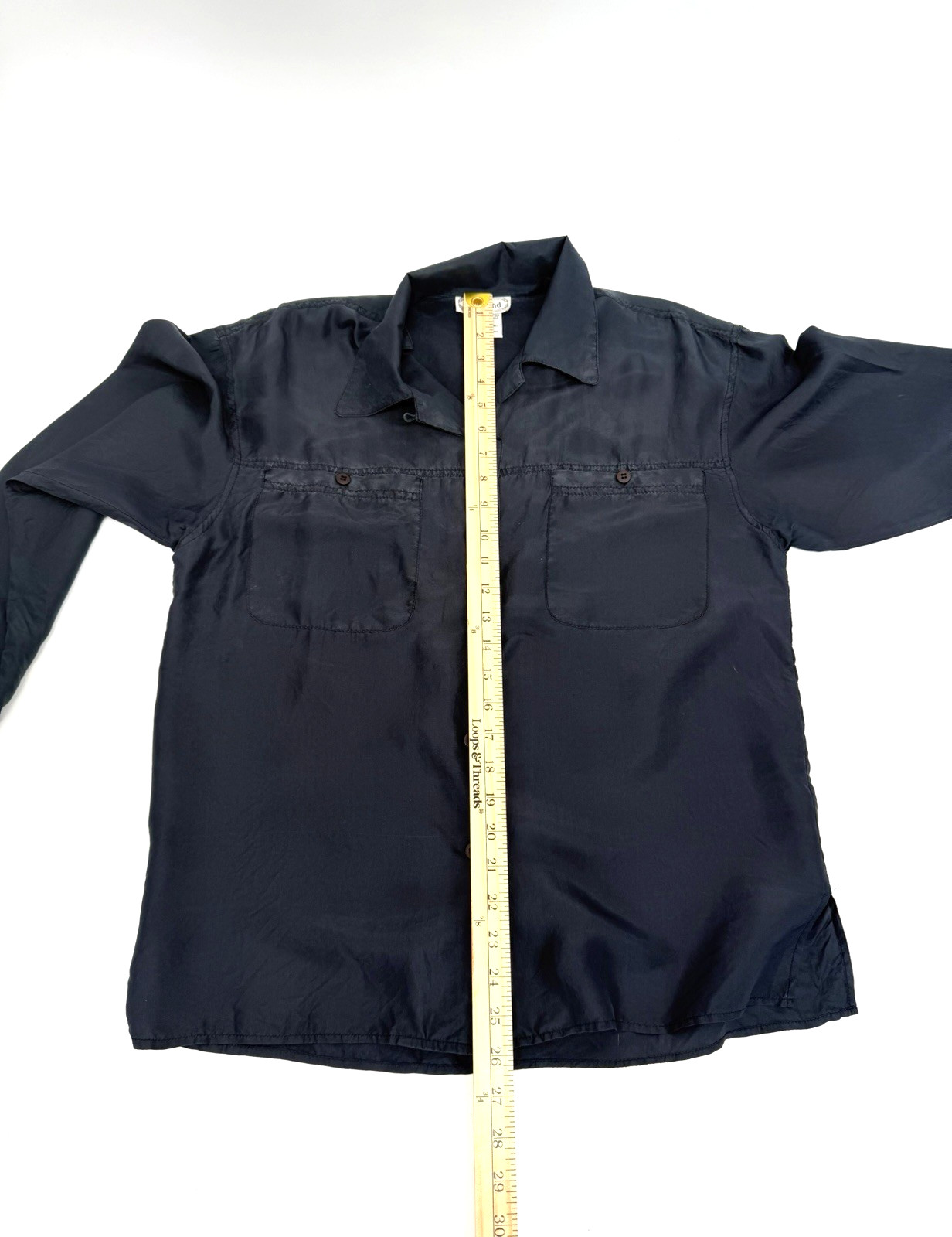 Vintage Silkland Navy Blue Women’s Silk Blouse Small
