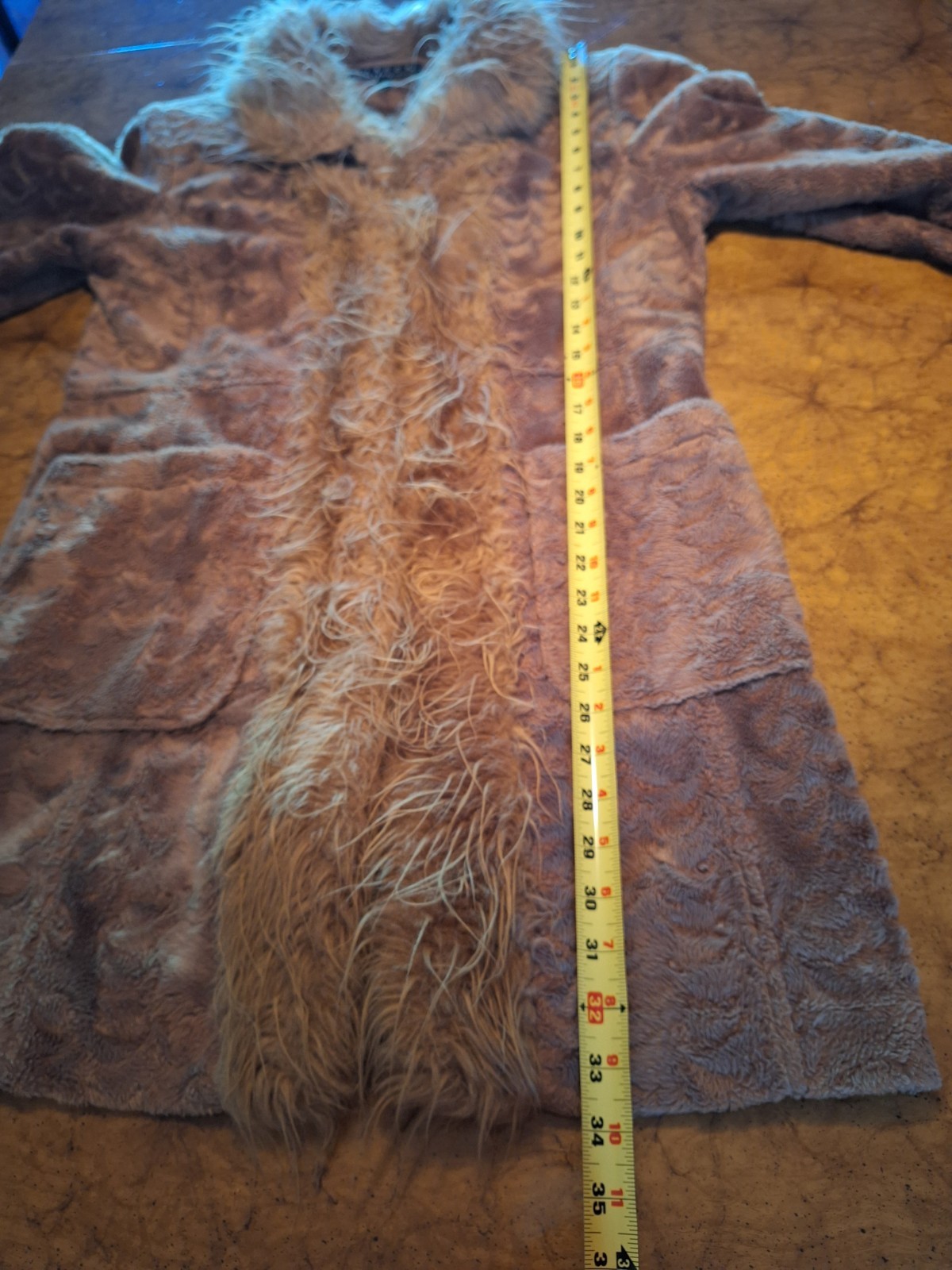 VTG 1990s Y2K GIACCA Penny Lane Coat with Faux Fur Trim Boho M Beige Mob Wife