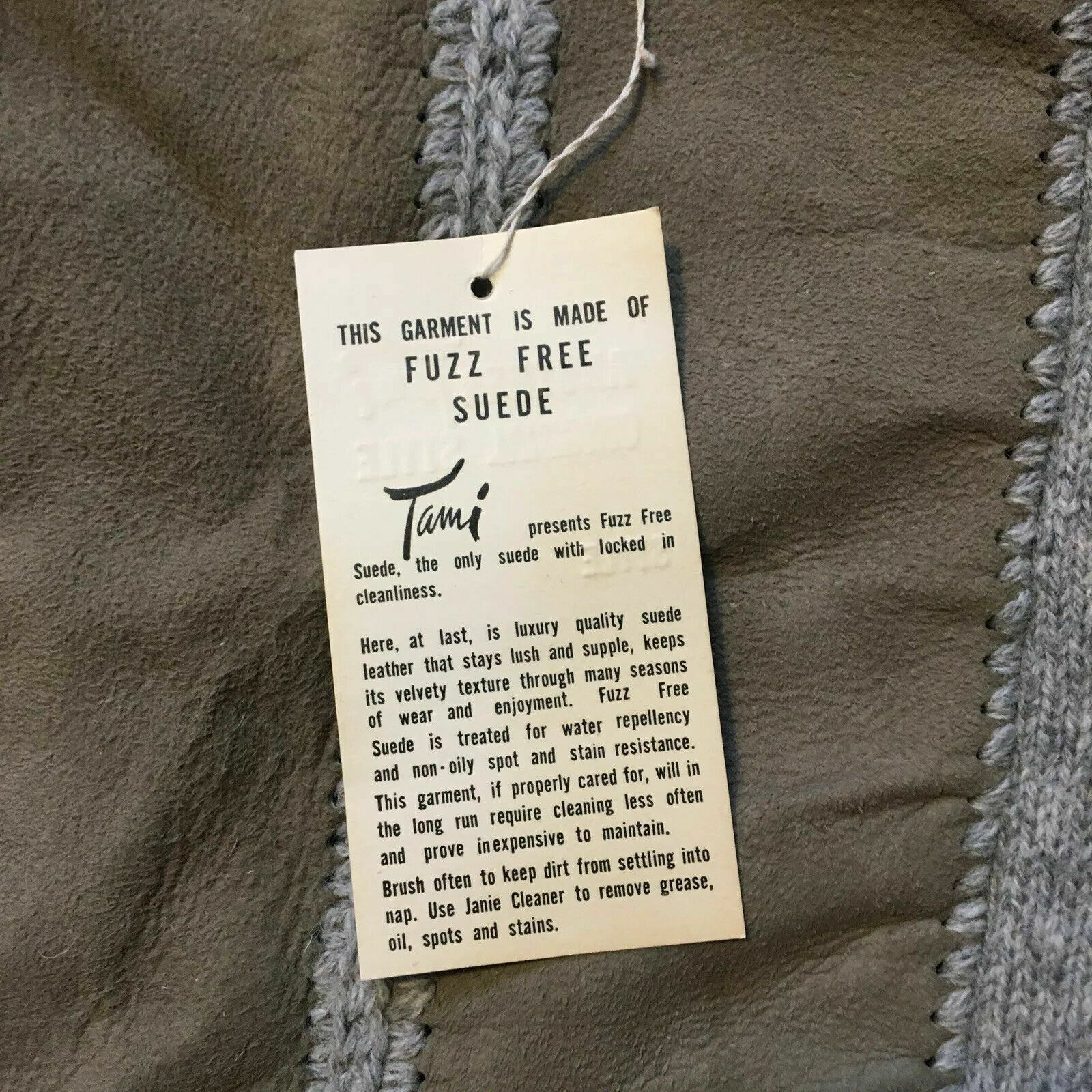 Vintage Tami 100% Wool Genuine Suede Leather Grey Tan Cardigan Sweater S Knit